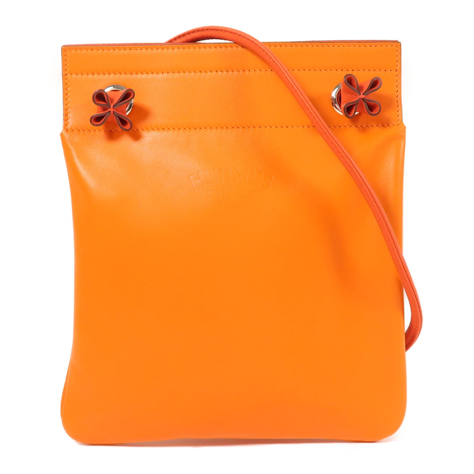 HERMES Swift皮革Aline Mini銀扣肩背袋Feu