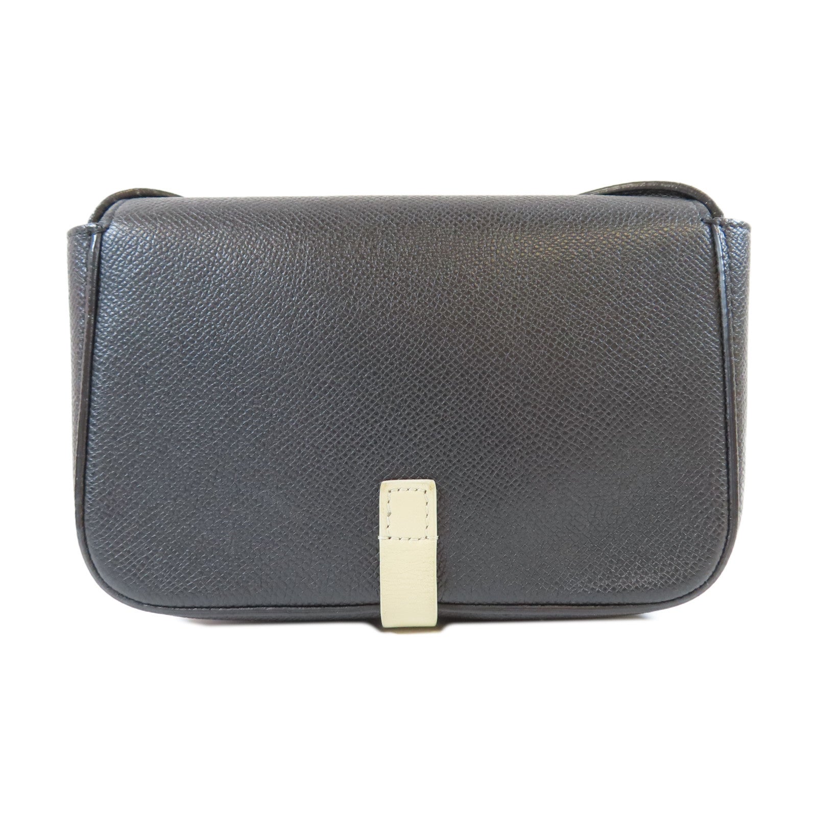 CELINE 【激減優惠】牛皮皮革Shoulder Bag銀扣肩背袋黑色