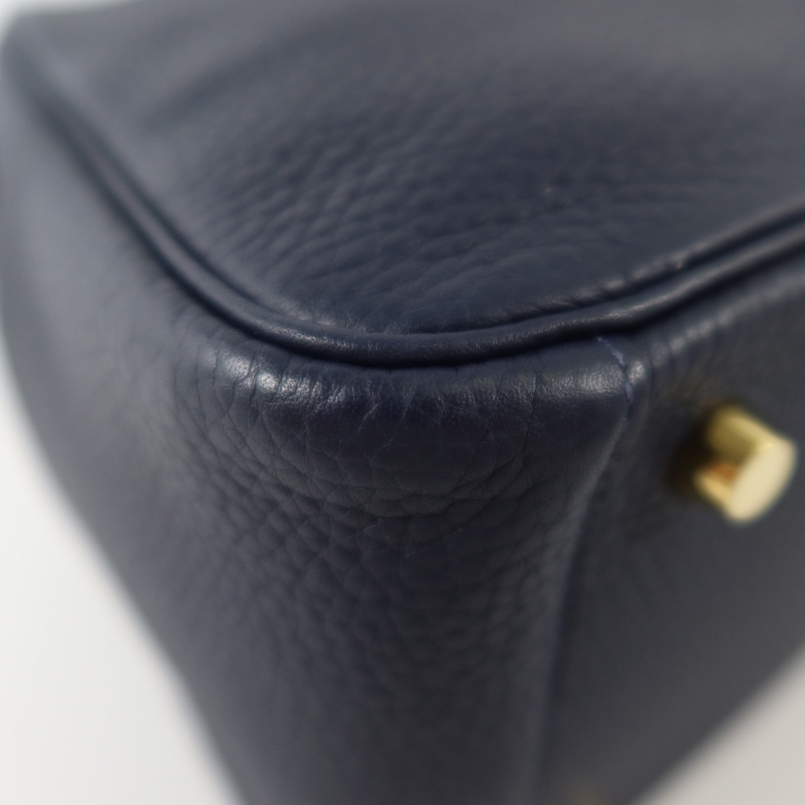 HERMES Clemence皮革/Crocodile皮革Lindy 26 Touch金扣手挽肩背兩用袋Bleu Nuit