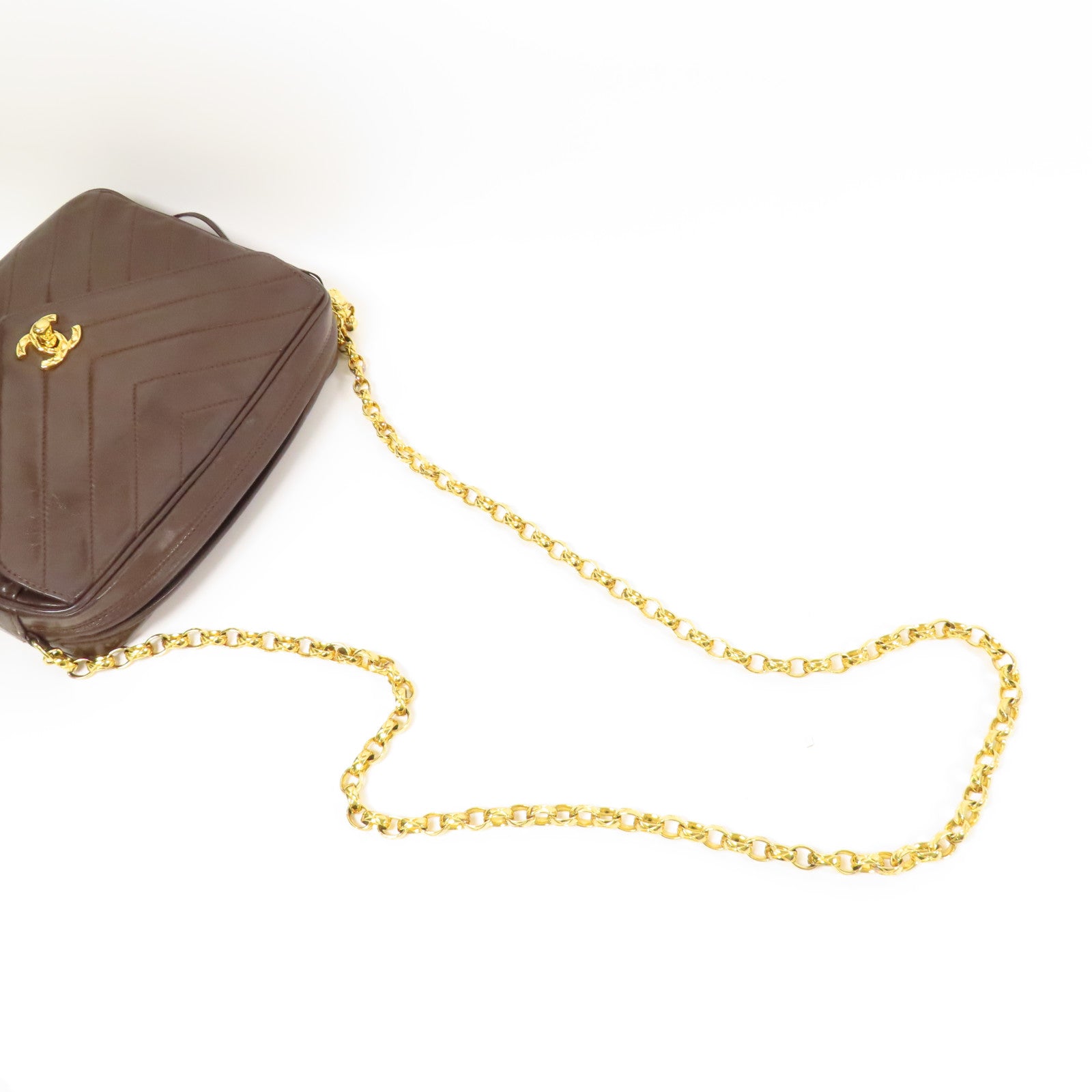 CHANEL 羊皮皮革Vintage Chain Shoulder金扣肩背袋