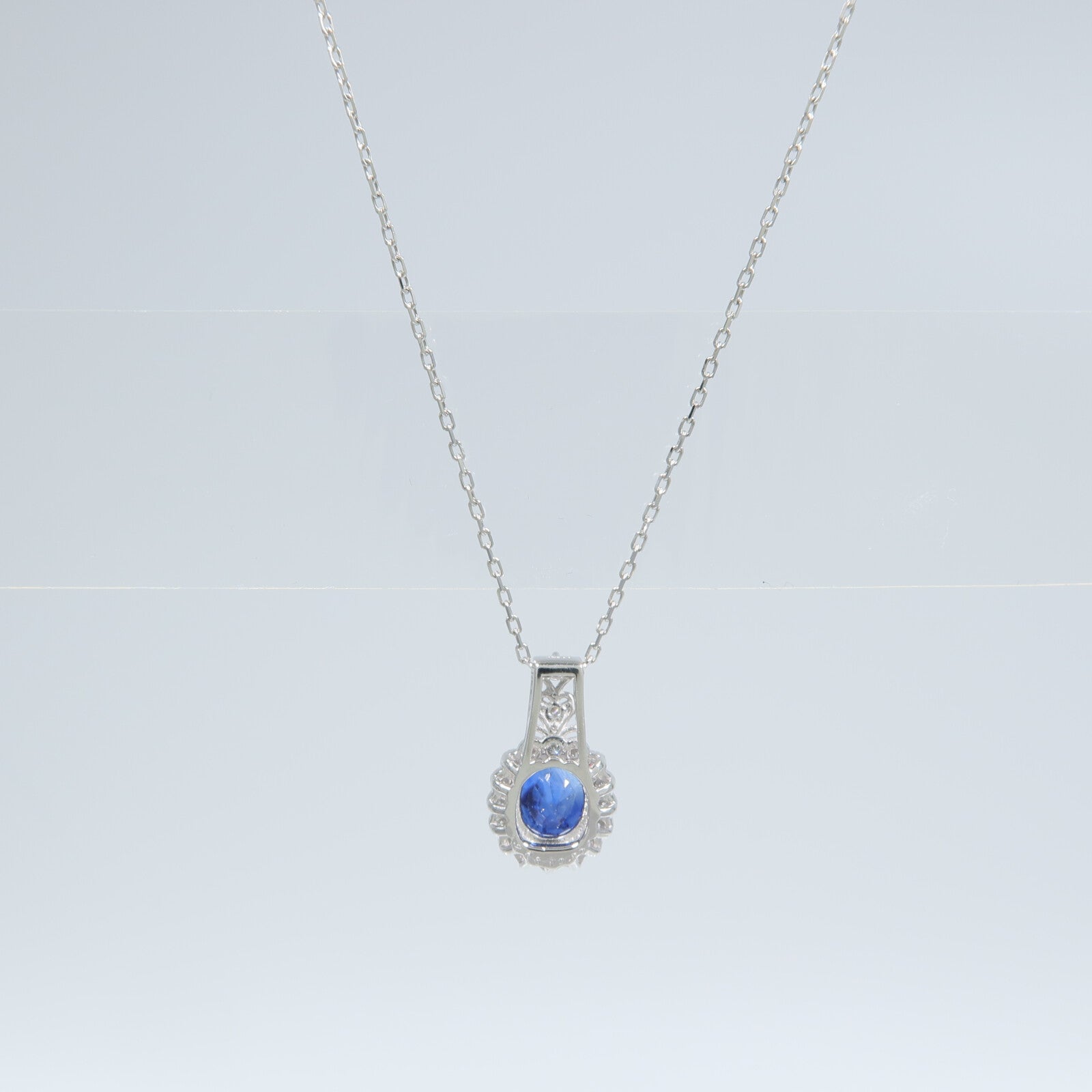 JEWELRY PT900/PT850鉑金Sapphire Diamond Necklace藍寶石/鑽石項鍊