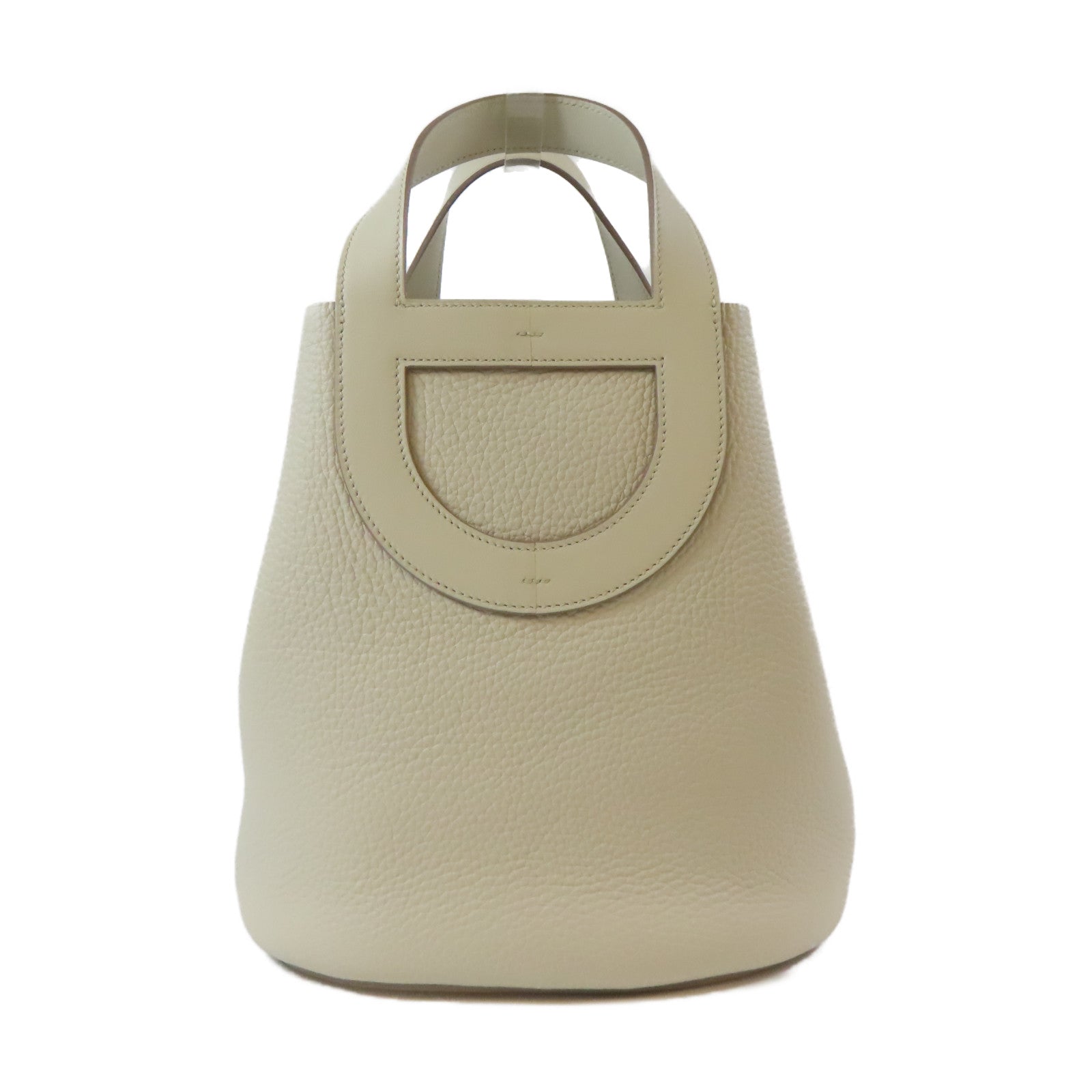HERMES Clemence皮革In The Loop 23金扣手挽袋Beton/白色