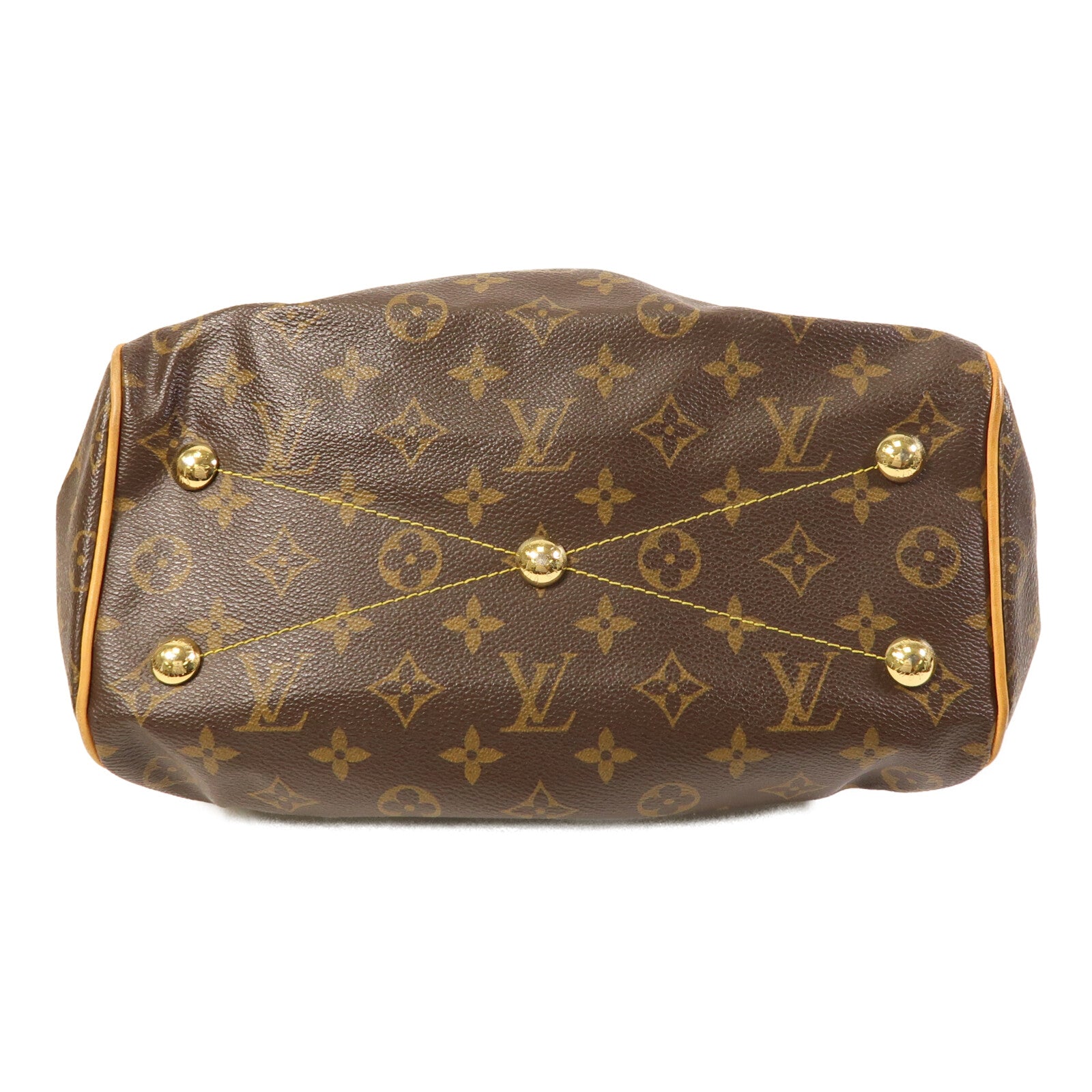 LOUIS VUITTON Monogram Tivoli PM金扣手挽袋棕色