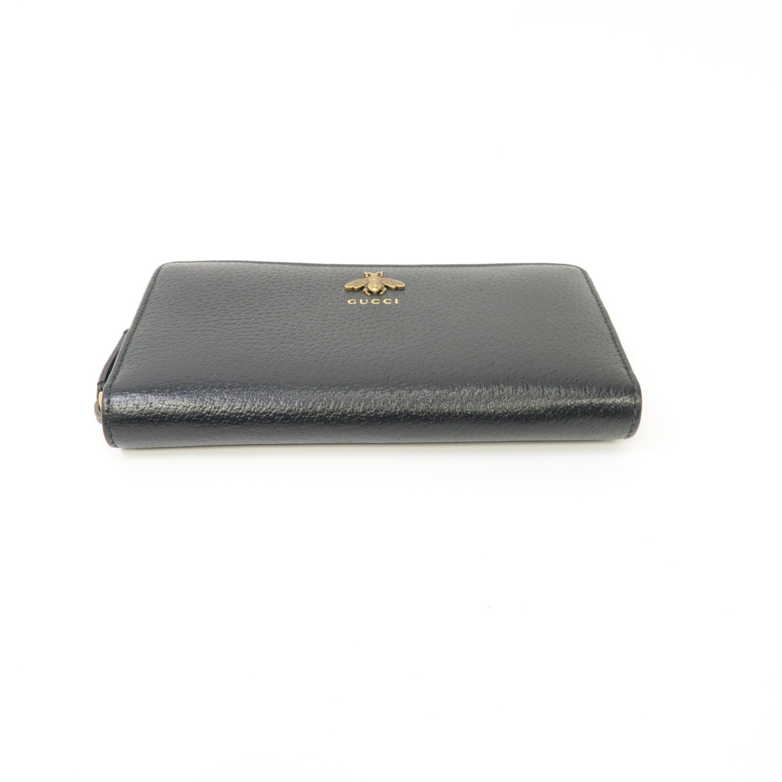 GUCCI 【激減優惠】牛皮皮革Zip Around Long Wallet金扣長錢包黑色