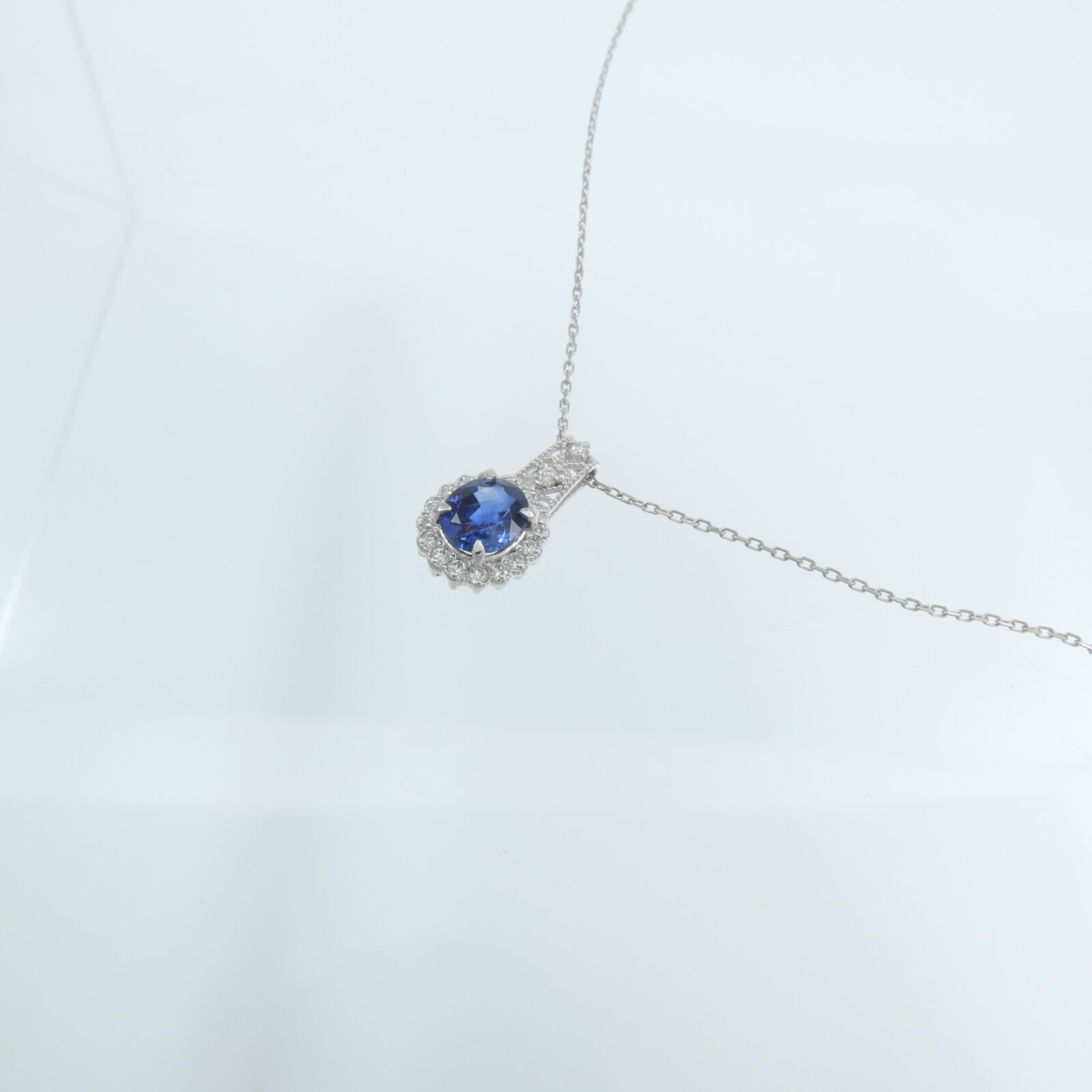 JEWELRY PT900/PT850鉑金Sapphire Diamond Necklace藍寶石/鑽石項鍊