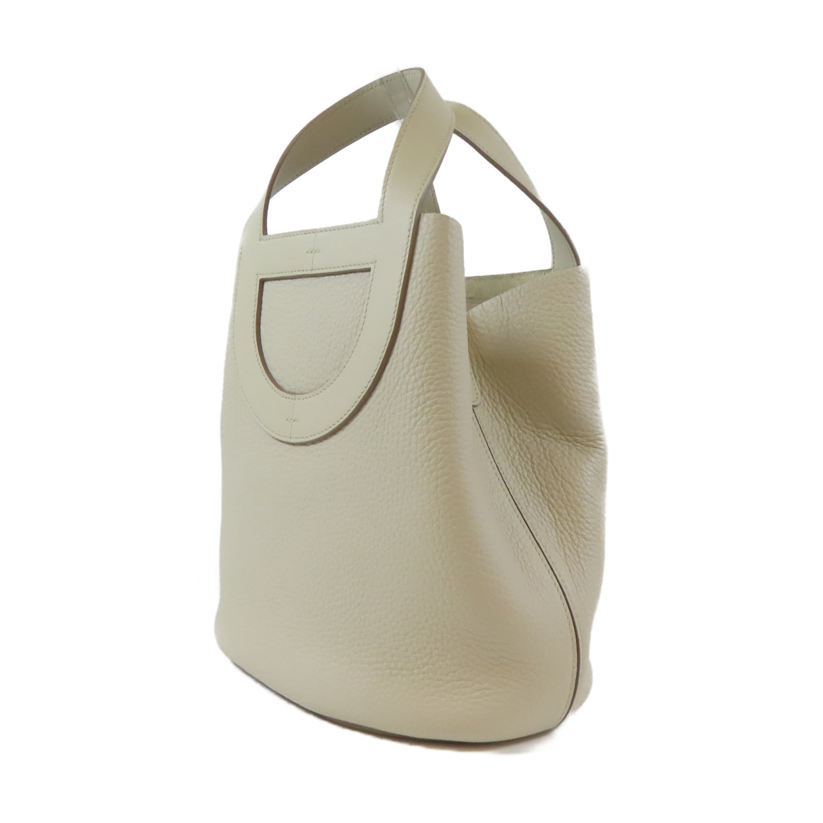 HERMES Clemence皮革In The Loop 23金扣手挽袋Beton/白色