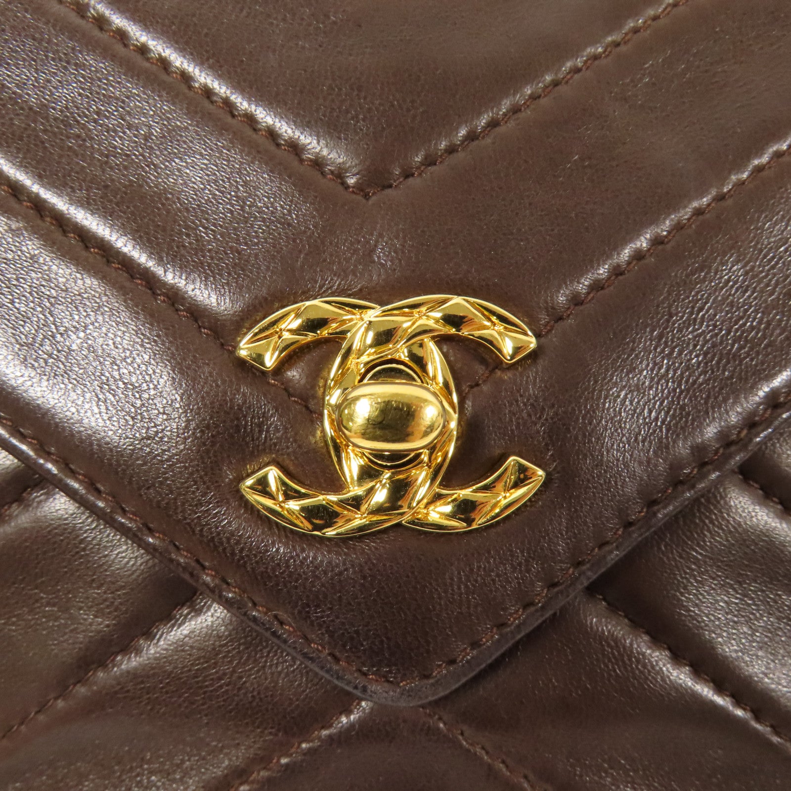 CHANEL 羊皮皮革Vintage Chain Shoulder金扣肩背袋