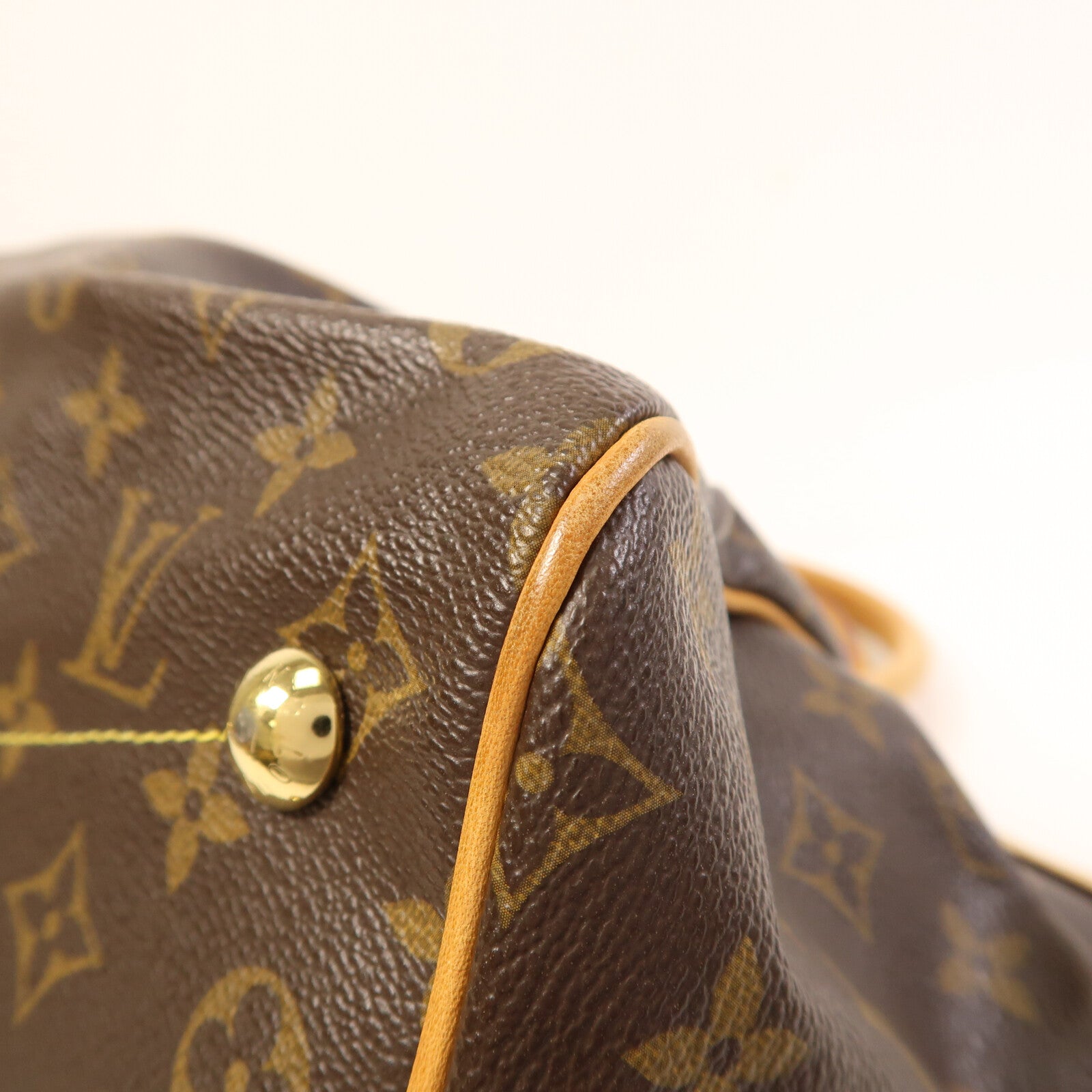 LOUIS VUITTON Monogram Tivoli PM金扣手挽袋棕色
