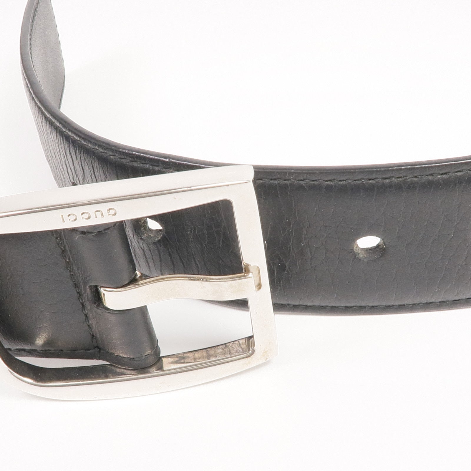 GUCCI 牛皮皮革Belt銀扣皮帶