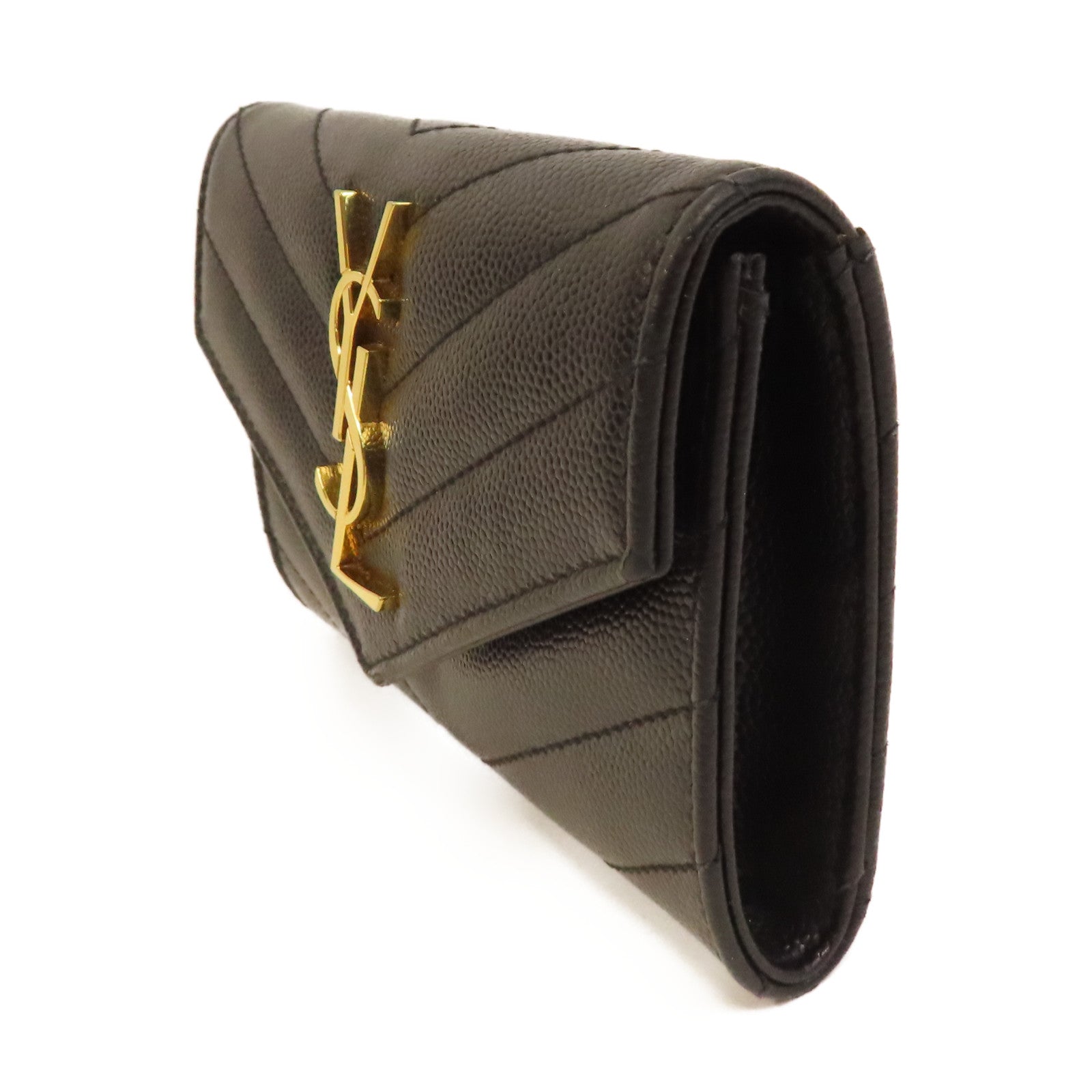 SAINT LAURENT 牛皮皮革Card Case金扣卡片套黑色