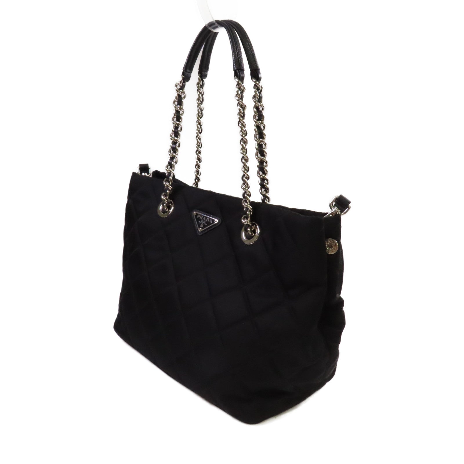 PRADA 尼龍2Way Shoulder Bag銀扣手挽肩背兩用袋黑色