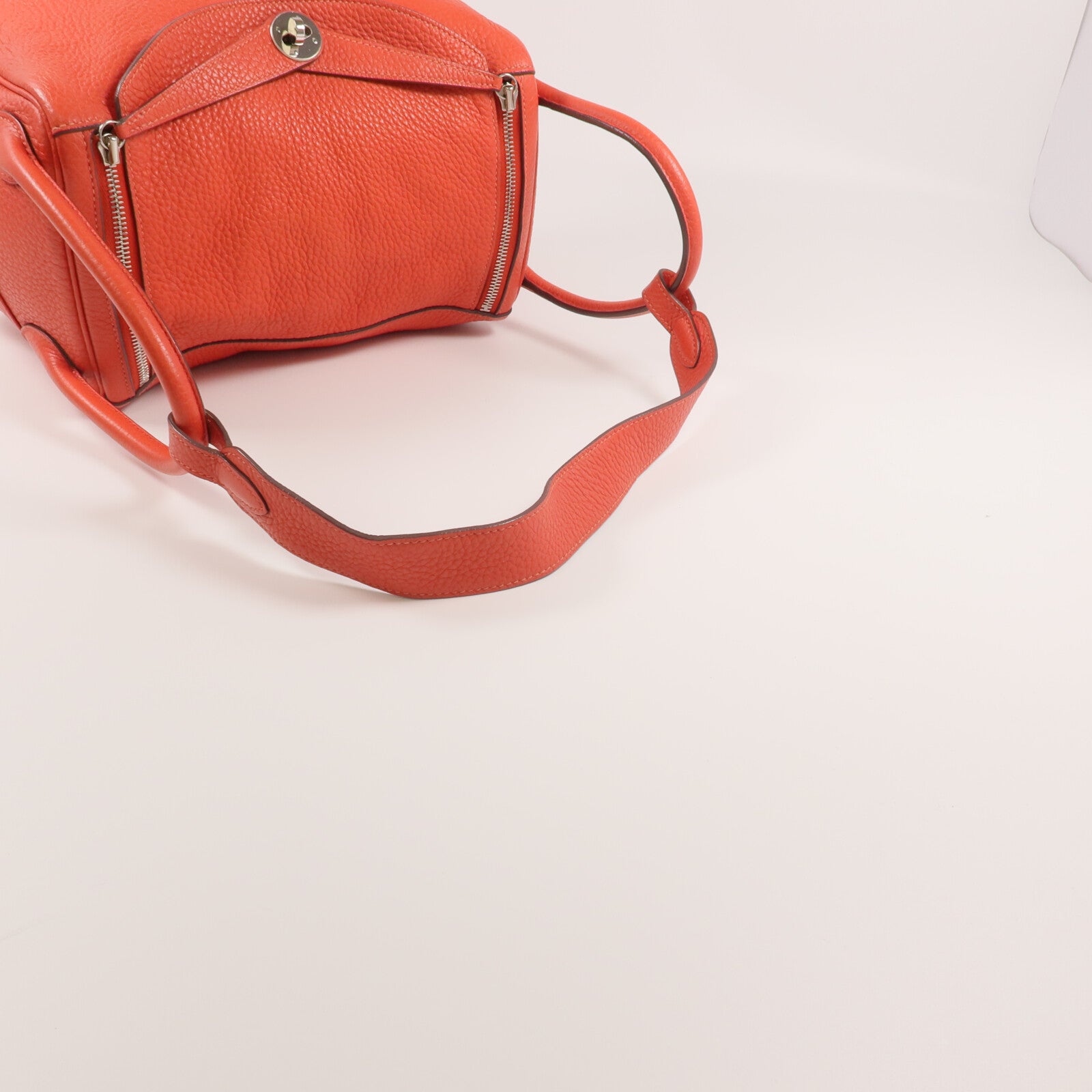 HERMES Clemence皮革Lindy 30銀扣手挽肩背兩用袋Rose Jaipur