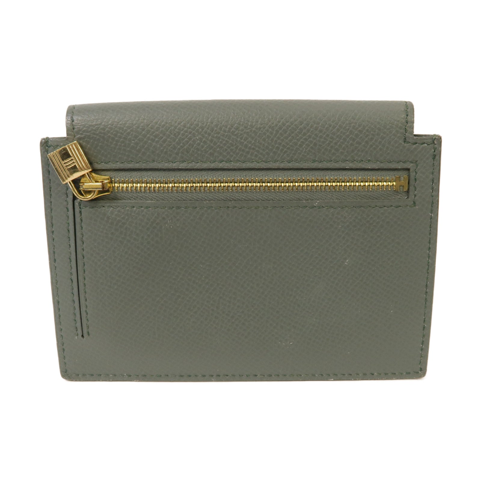 HERMES **【激減優惠】Epsom皮革Kelly Pocket Compact金扣錢包Vert Amande灰色