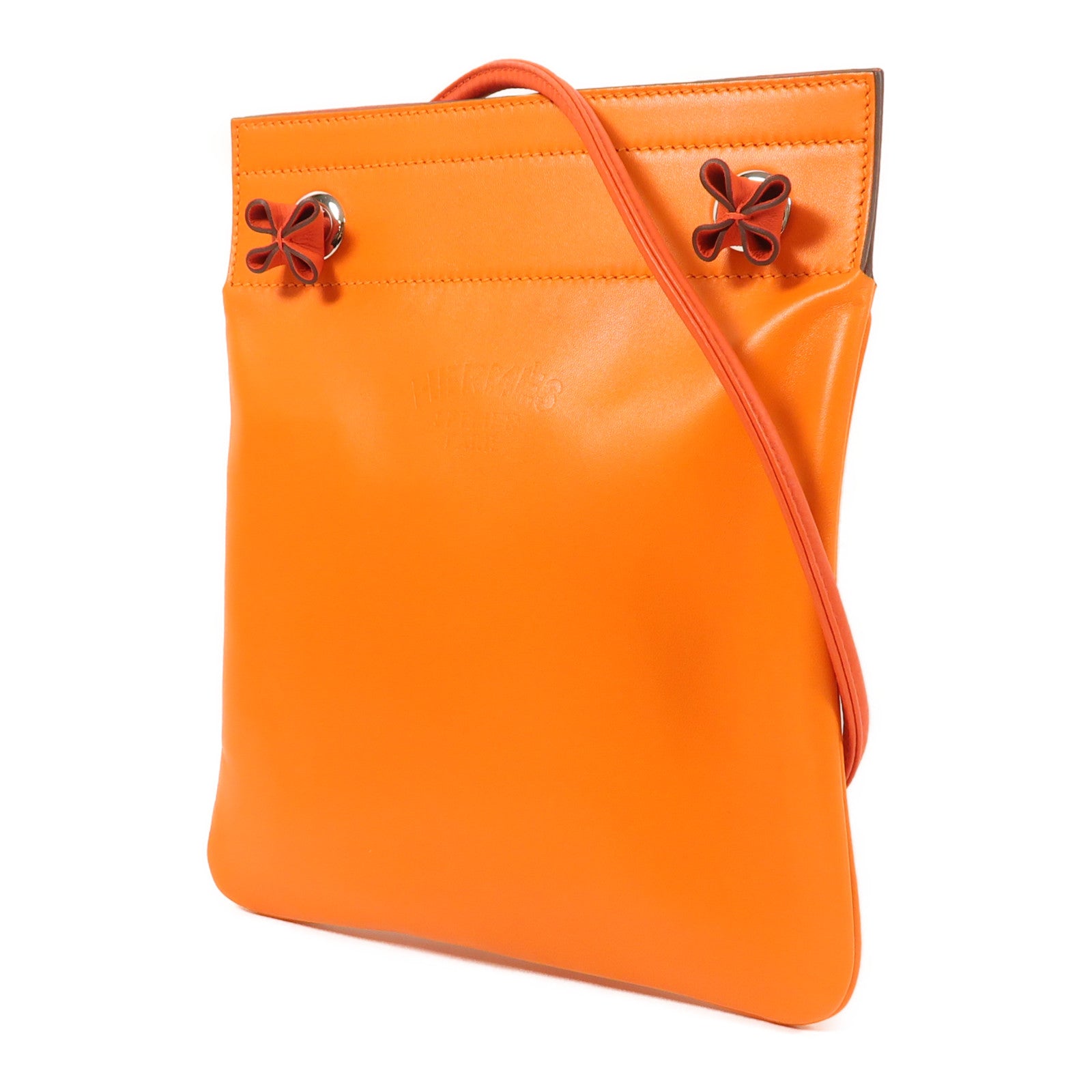 HERMES Swift皮革Aline Mini銀扣肩背袋Feu
