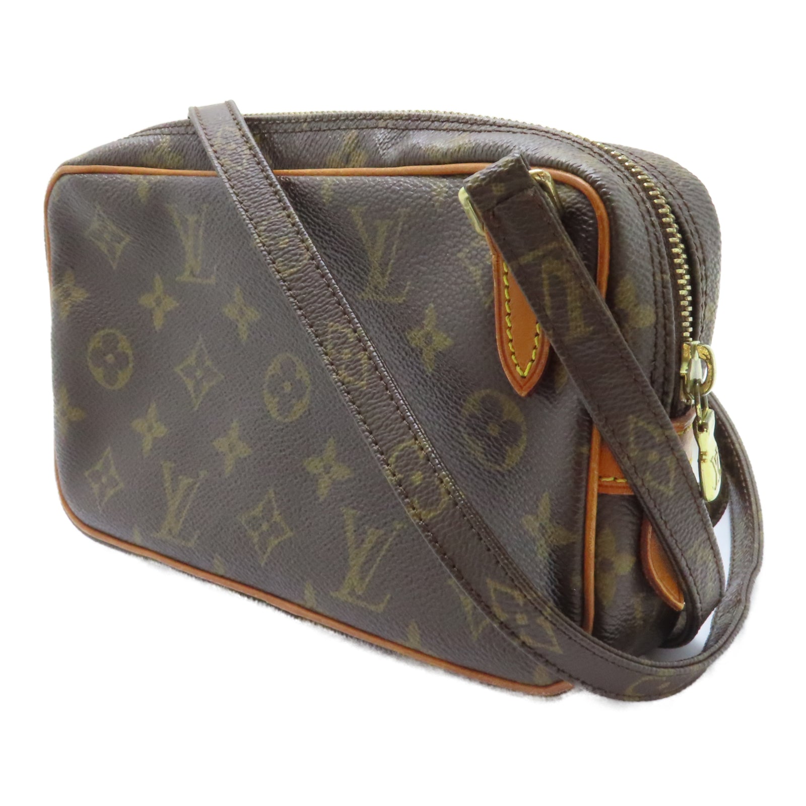 LOUIS VUITTON Monogram Pochette Marly Bandouliere金扣肩背袋啡色