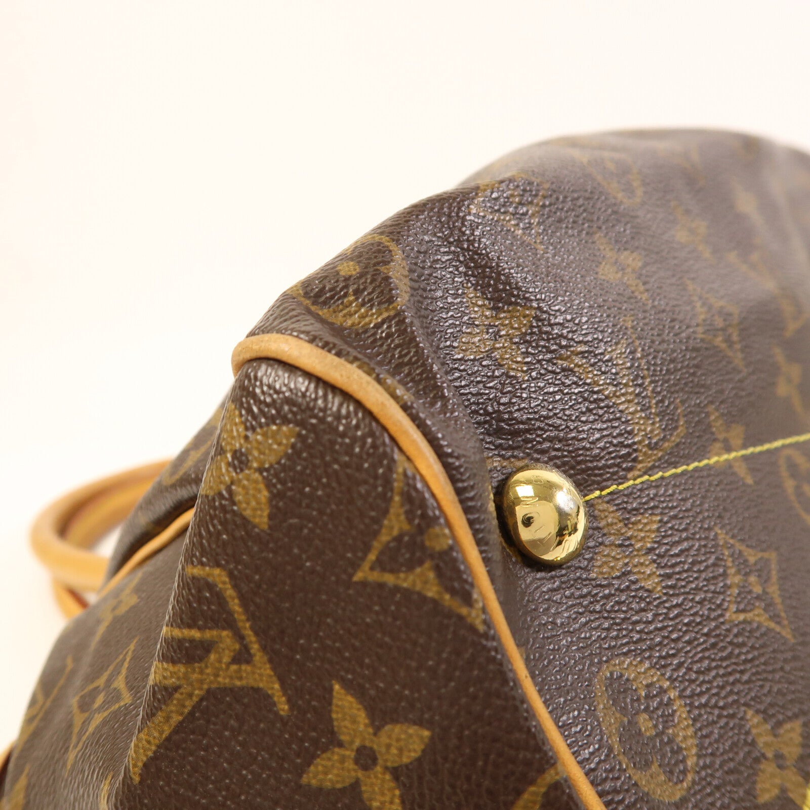 LOUIS VUITTON Monogram Tivoli PM金扣手挽袋棕色