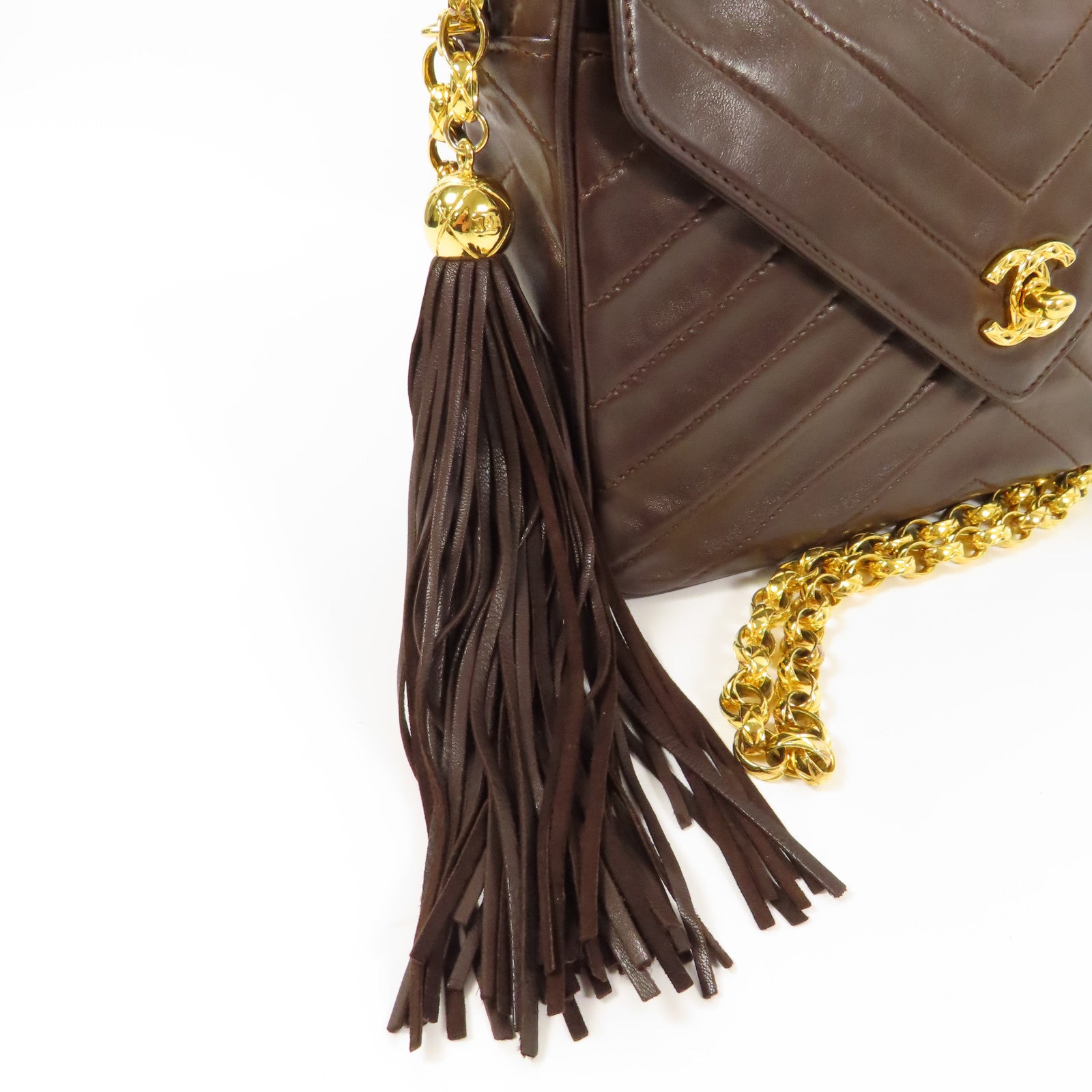 CHANEL 羊皮皮革Vintage Chain Shoulder金扣肩背袋
