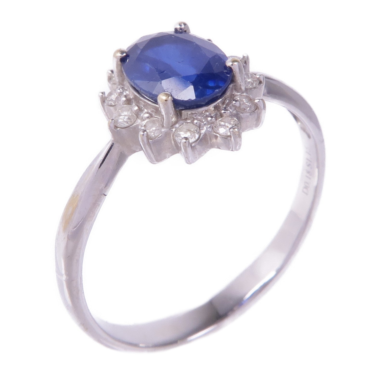 JEWELRY 18K白金Sapphire Diamond Ring藍寶石/鑽石戒指US#9.25