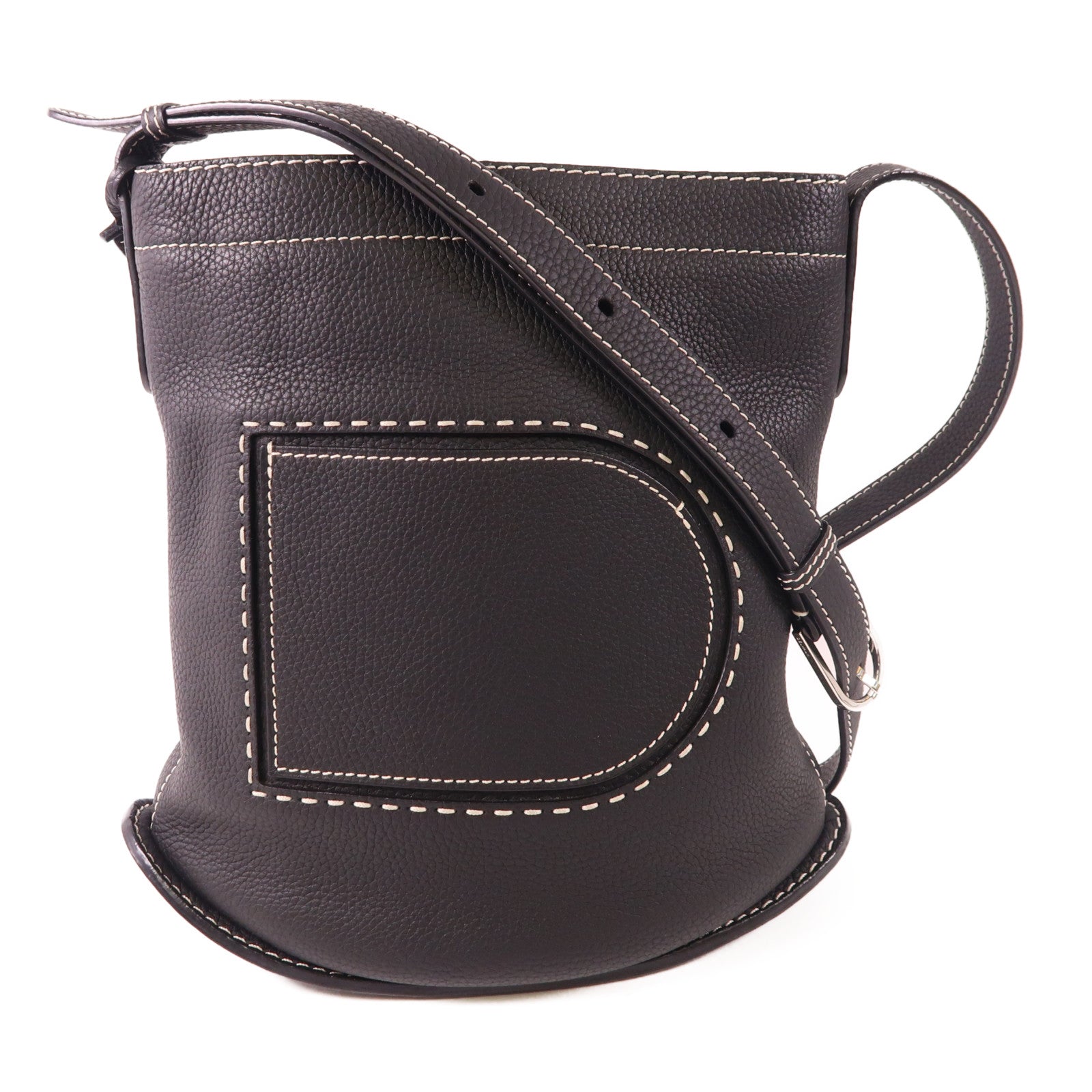 Delvaux 牛皮皮革Pin Daily銀扣肩背袋