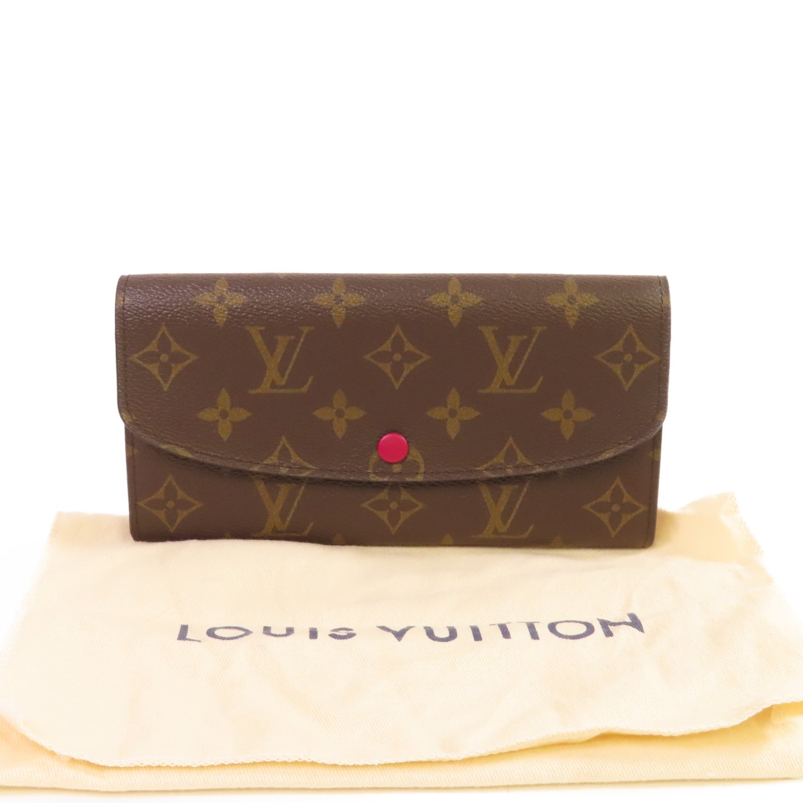 LOUIS VUITTON Monogram Emilie Long Wallet金扣長錢包啡色/紫紅色
