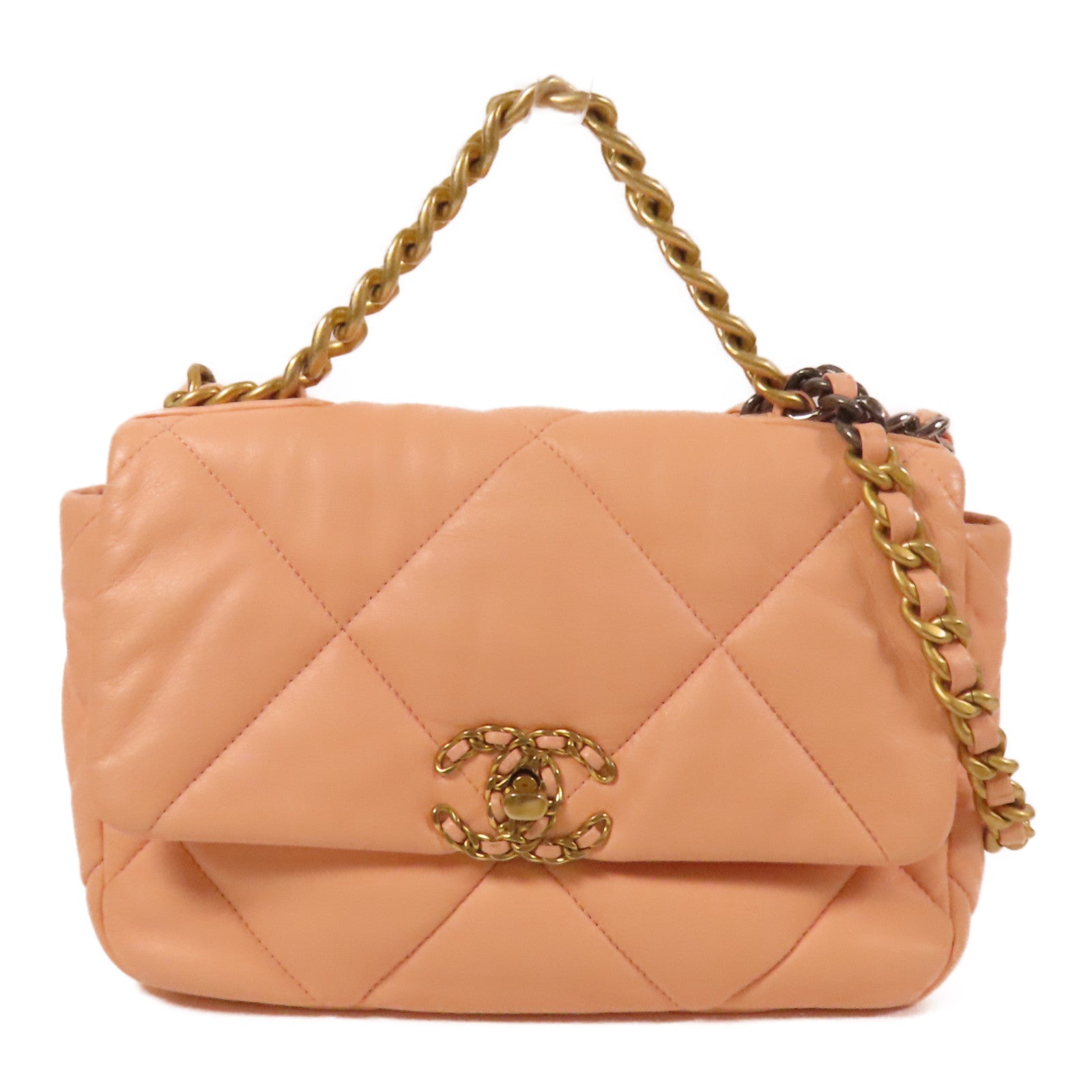 CHANEL 【激減優惠】羊皮皮革Chanel 19 Small金扣鏈帶肩背袋