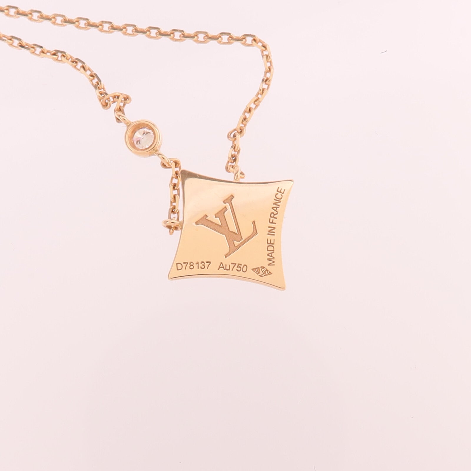 LOUIS VUITTON 18K玫瑰金Color Blossom BB Star Pendant鑽石/珍珠母貝項鍊