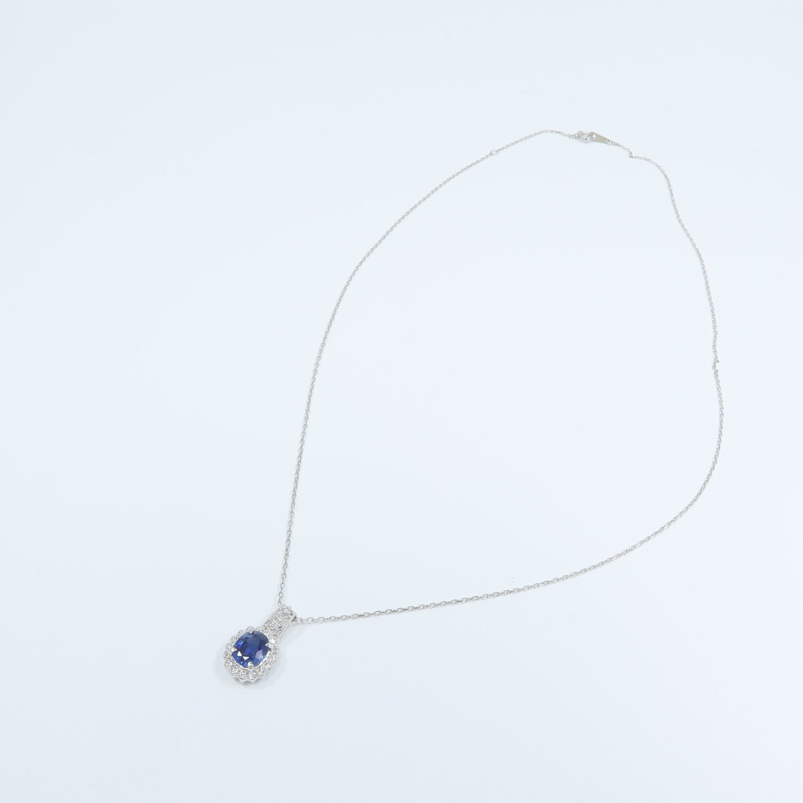 JEWELRY PT900/PT850鉑金Sapphire Diamond Necklace藍寶石/鑽石項鍊