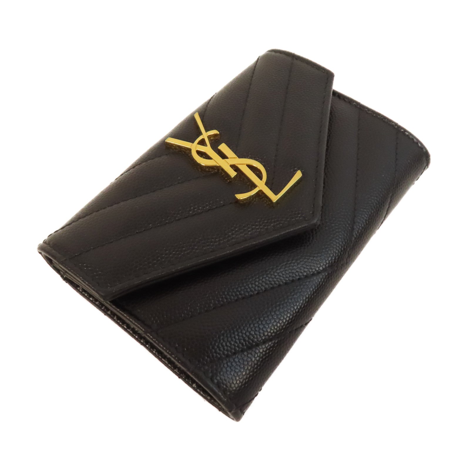 SAINT LAURENT 牛皮皮革Card Case金扣卡片套黑色