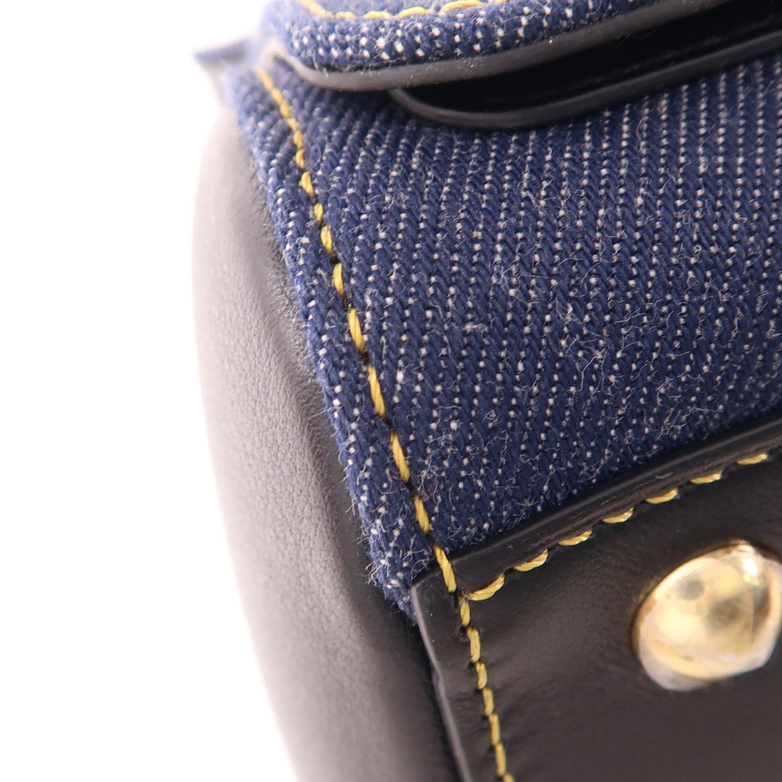 Delvaux 牛仔布Brillant Trench金扣手挽肩背兩用袋