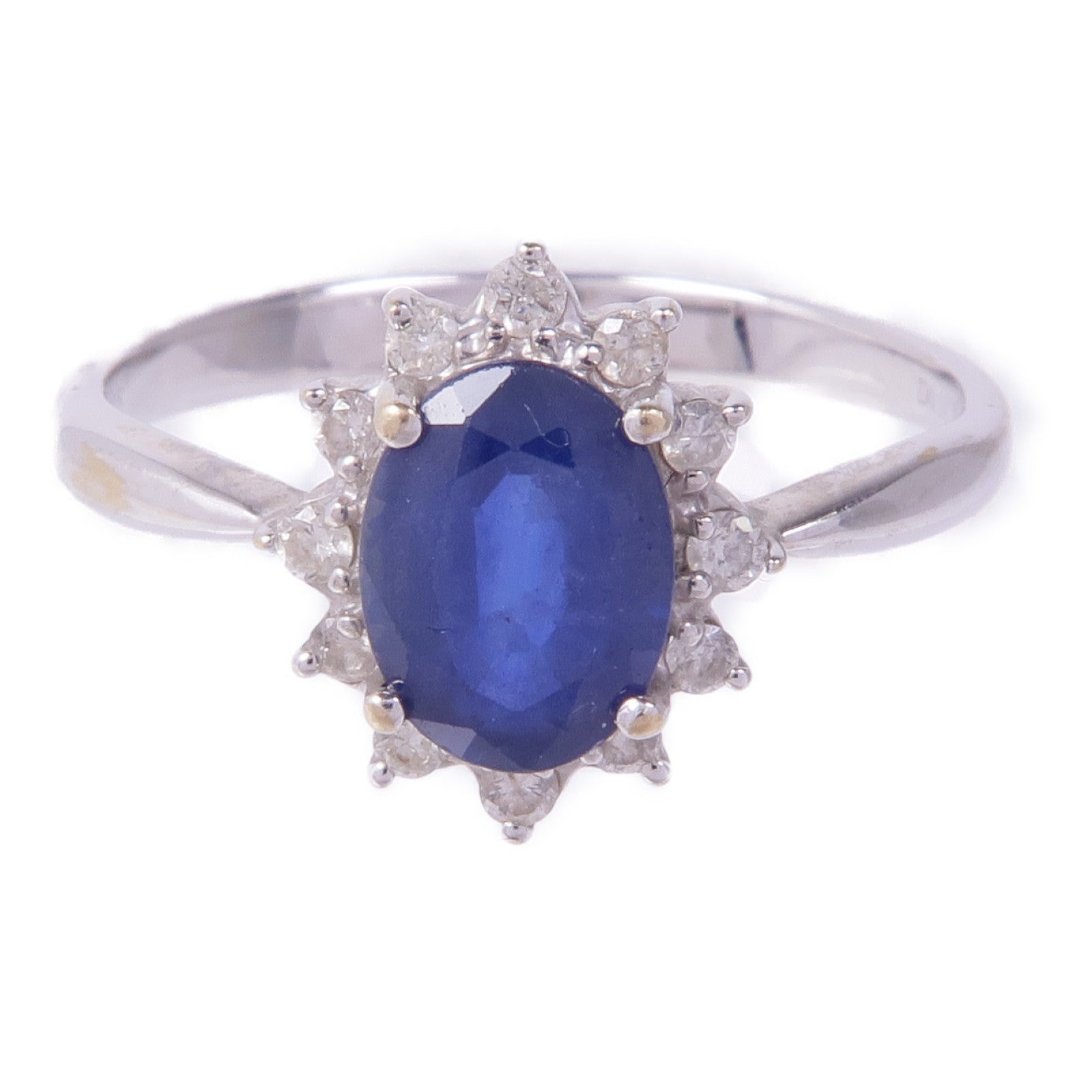 JEWELRY 18K白金Sapphire Diamond Ring藍寶石/鑽石戒指US#9.25