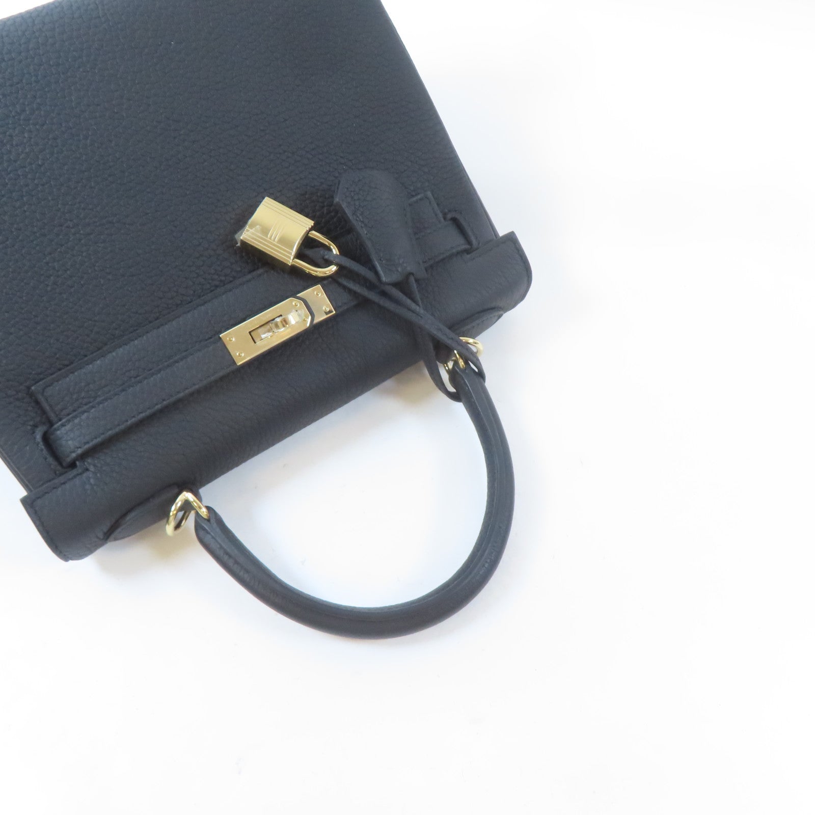 HERMES (PRICE DOWN) GHW Kelly 25 2 Way Shoulder Handbag Togo Leather Noir Black