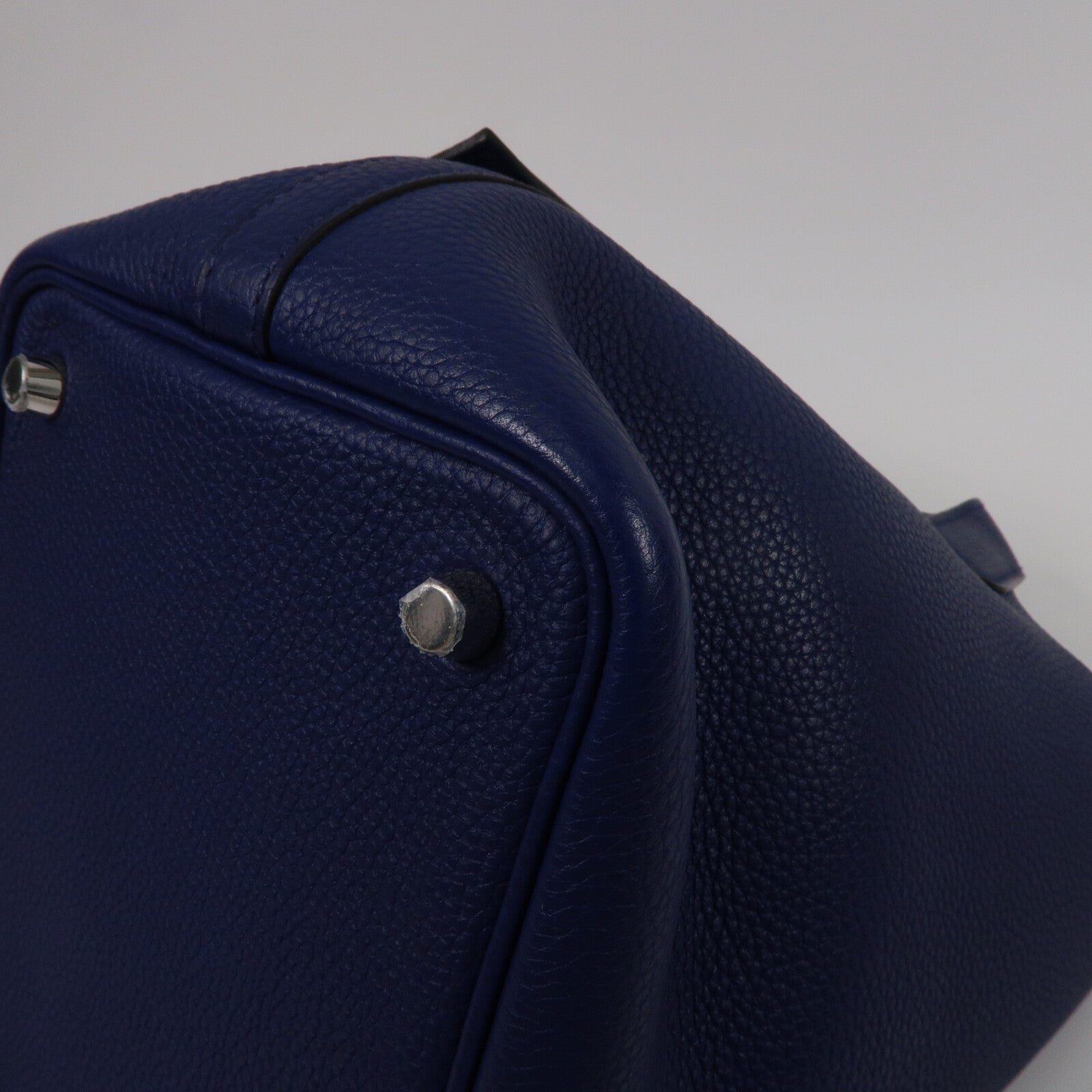 HERMES Clemence皮革Picotin PM手挽袋Blue Saphir