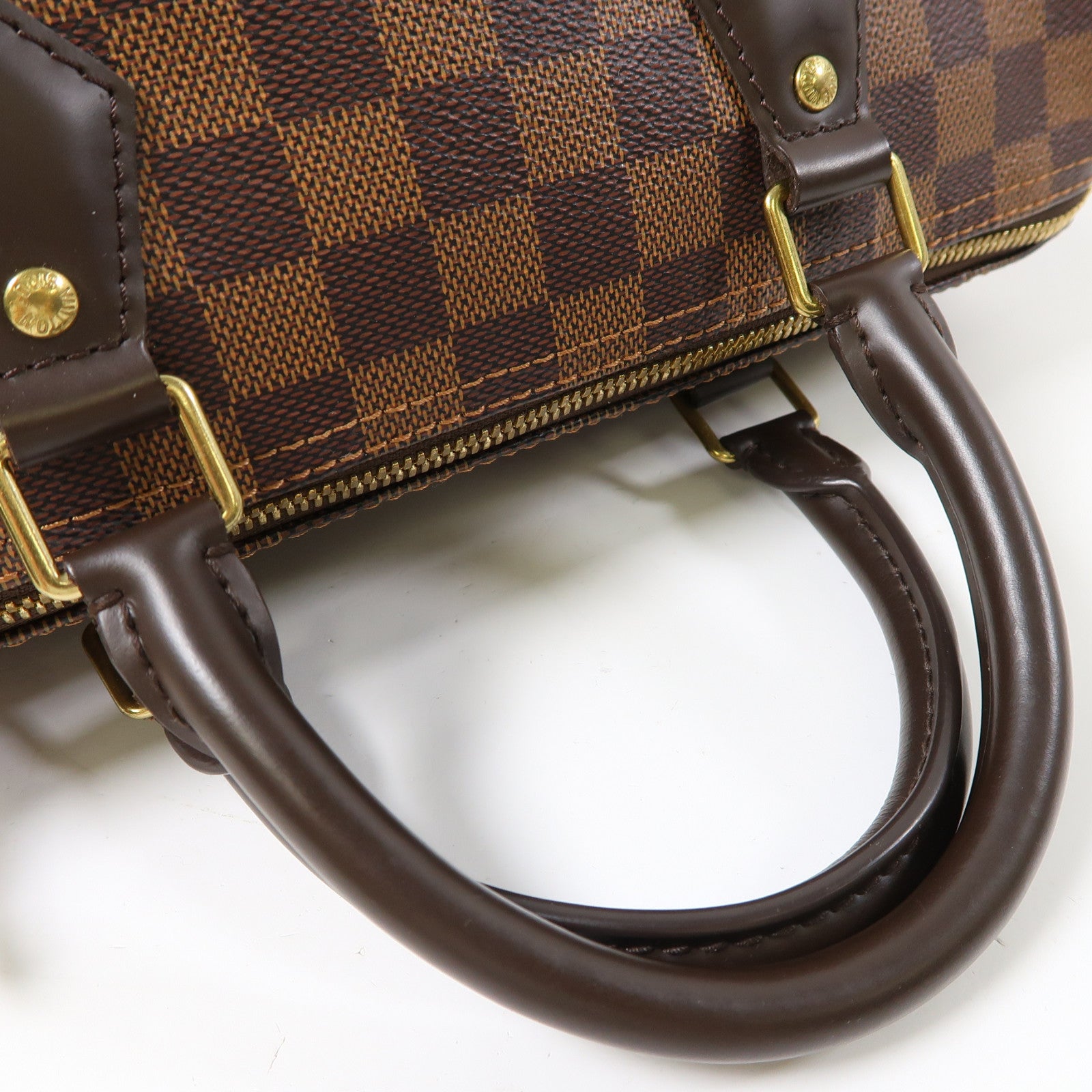LOUIS VUITTON Damier Speedy Bandouliere 30金扣手挽肩背兩用袋棕色