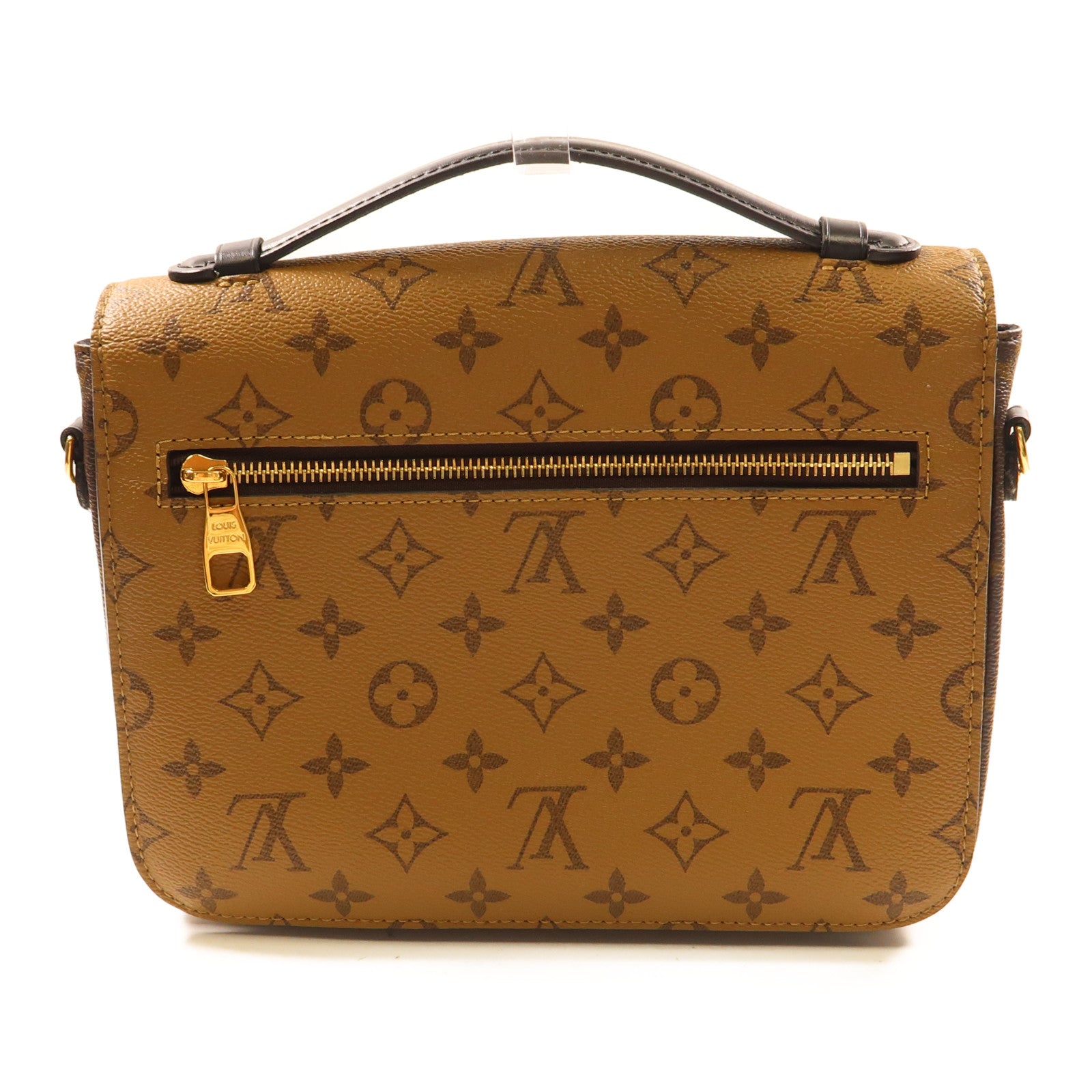 LOUIS VUITTON Monogram Reverse Pochette Metis金扣手挽肩背兩用袋棕色