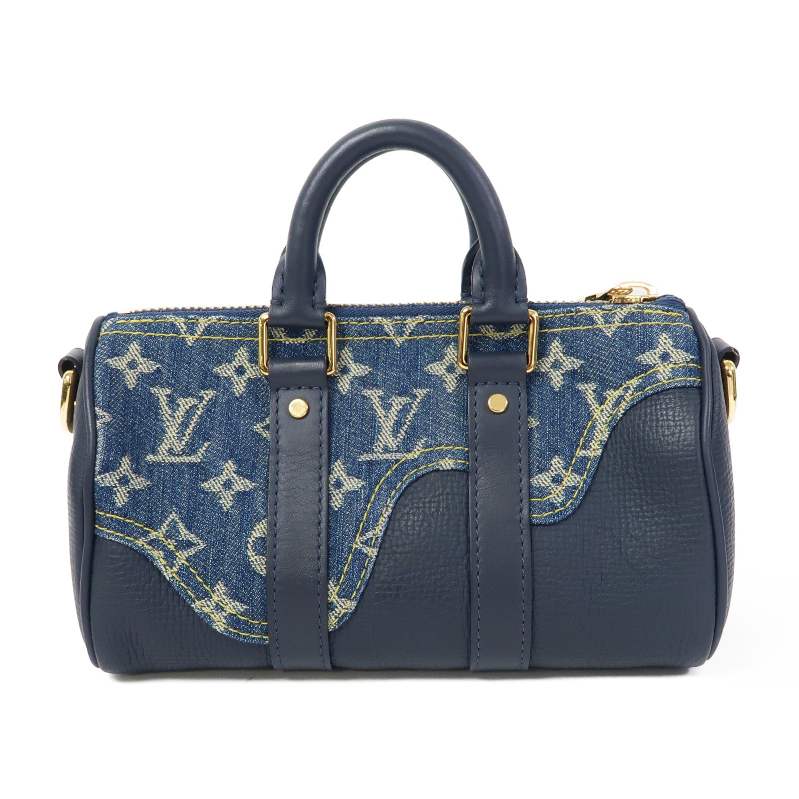 LOUIS VUITTON Monogarm Denim Nigo Keepall XS Bag金扣手挽肩背兩用袋藍色