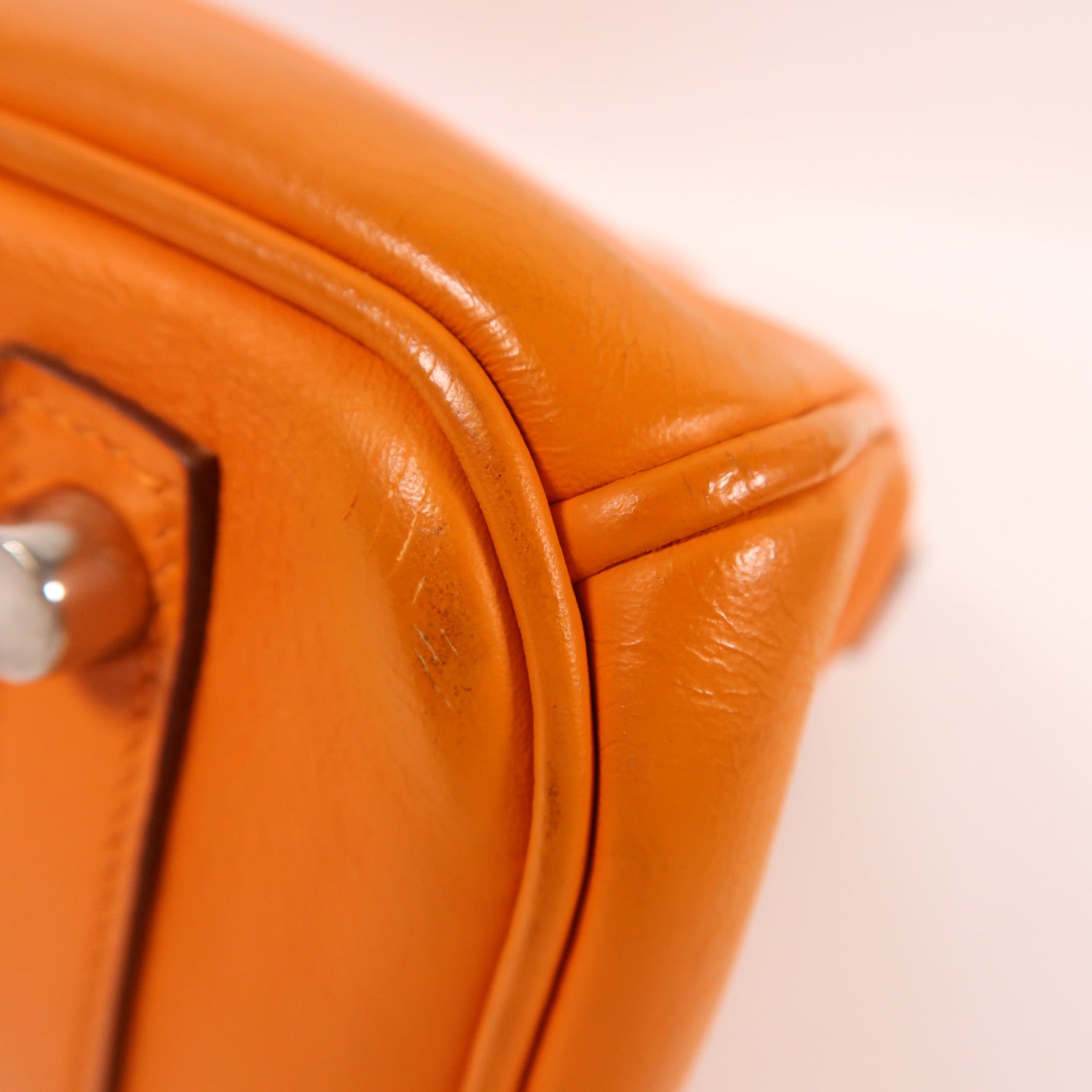 HERMES Swift皮革Birkin 30銀扣手挽袋橙色