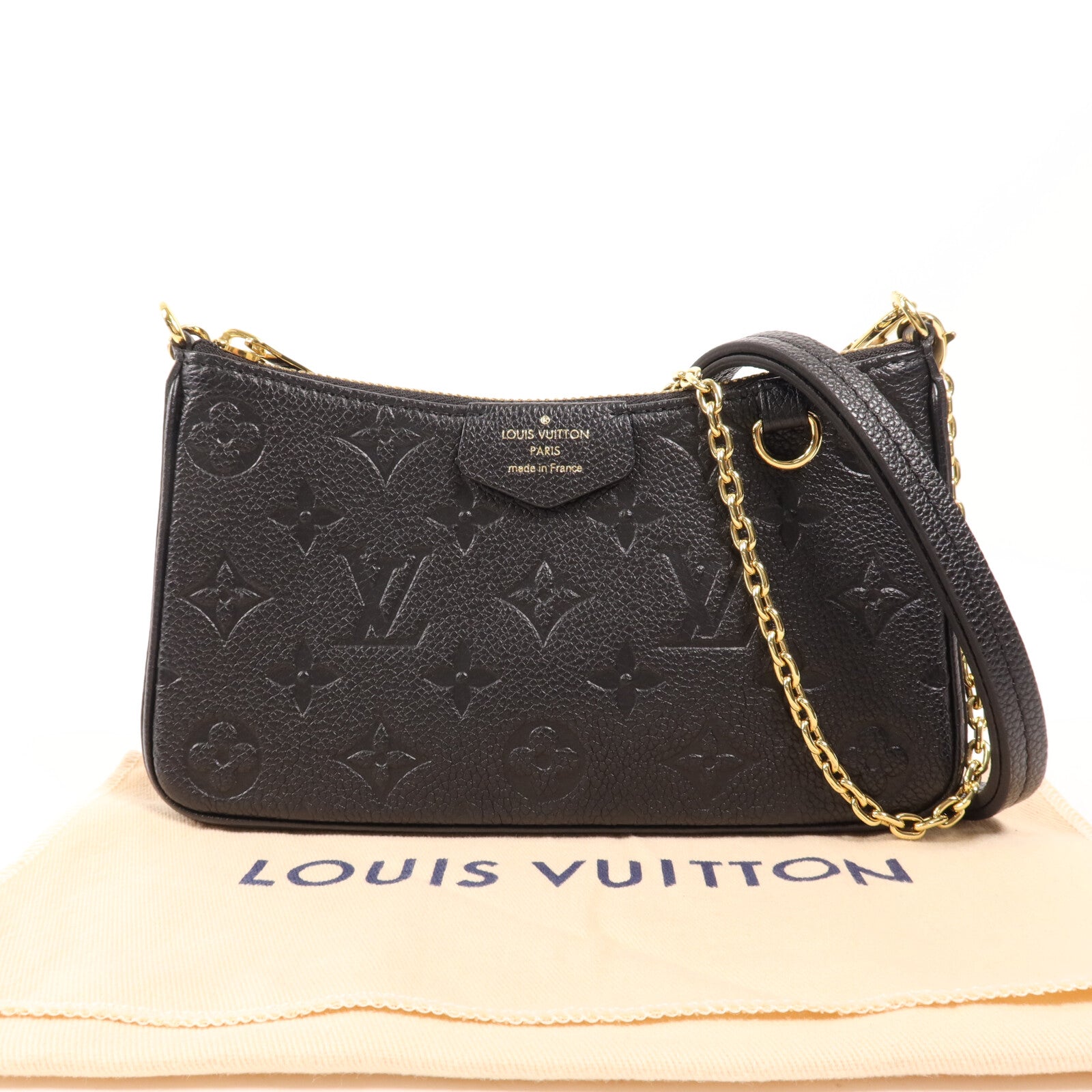 LOUIS VUITTON Monogram Empreinte Easy Pouch On Strap金扣手挽肩背兩用袋