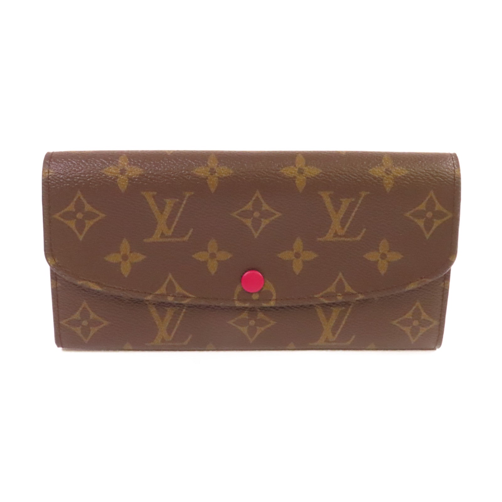 LOUIS VUITTON Monogram Emilie Long Wallet金扣長錢包啡色/紫紅色