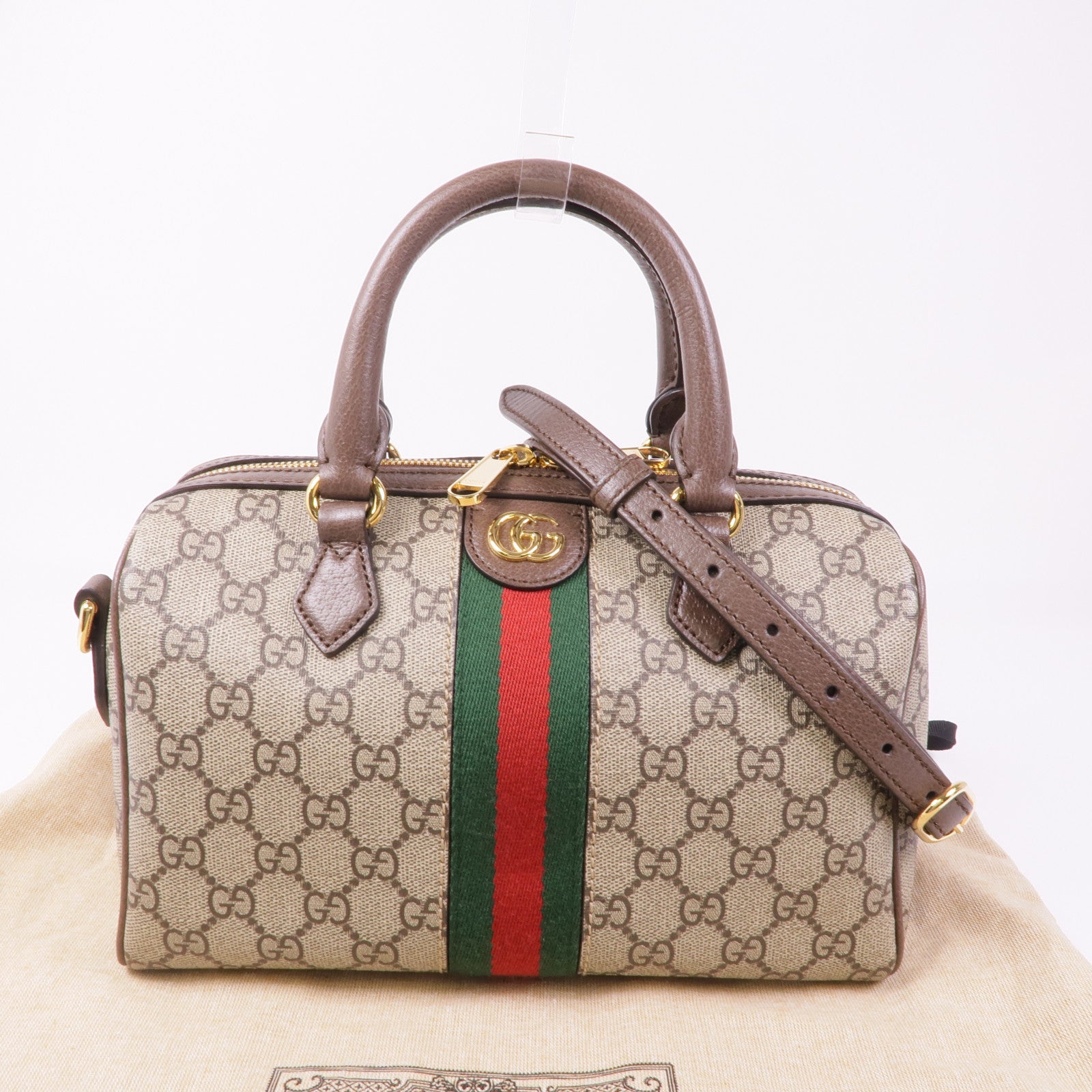 GUCCI GHW Ophidia GG 2 Way Shoulder Bag 772061 Coated Canvas Brown