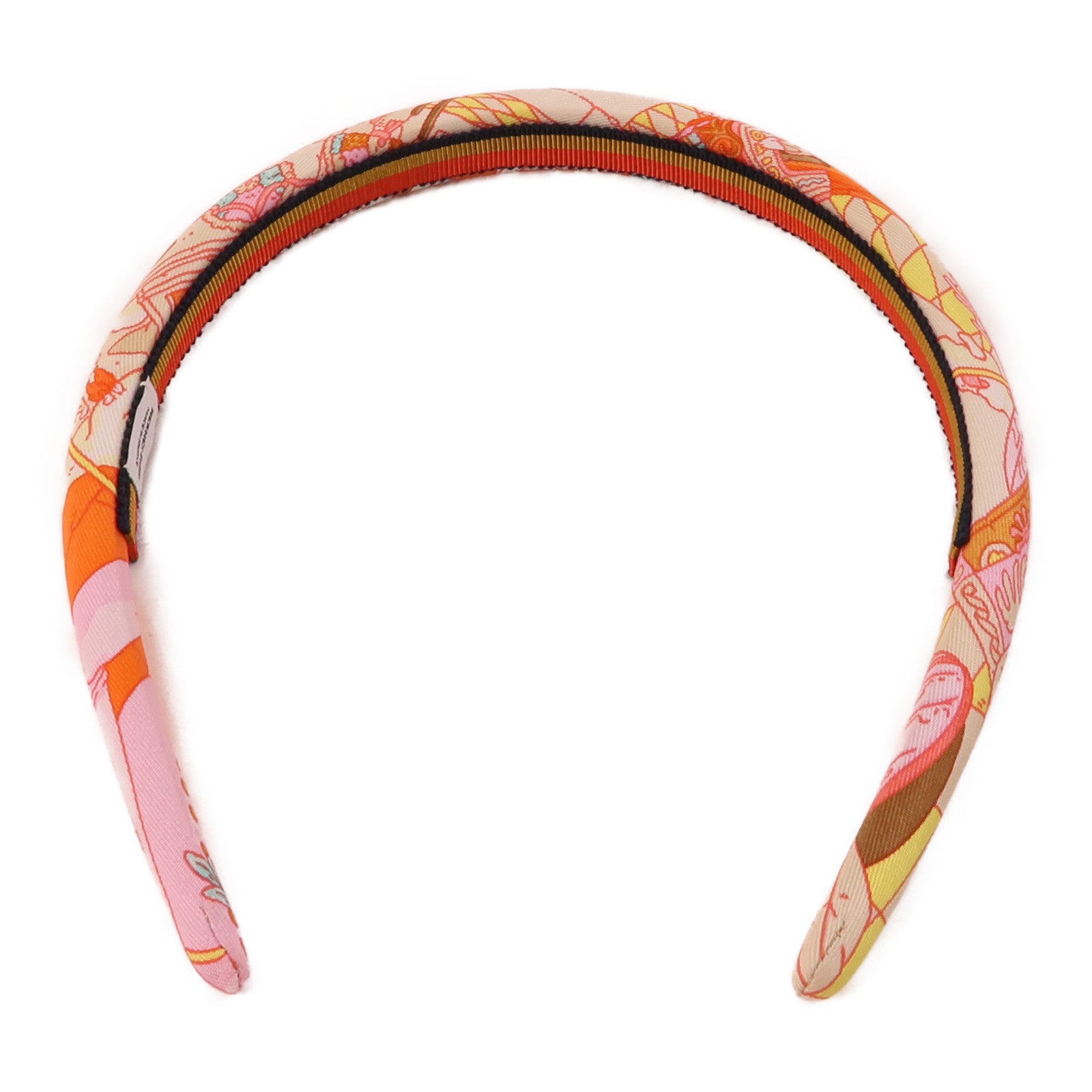 HERMES 絲質Hair Band髮箍粉紅色/白色/彩色