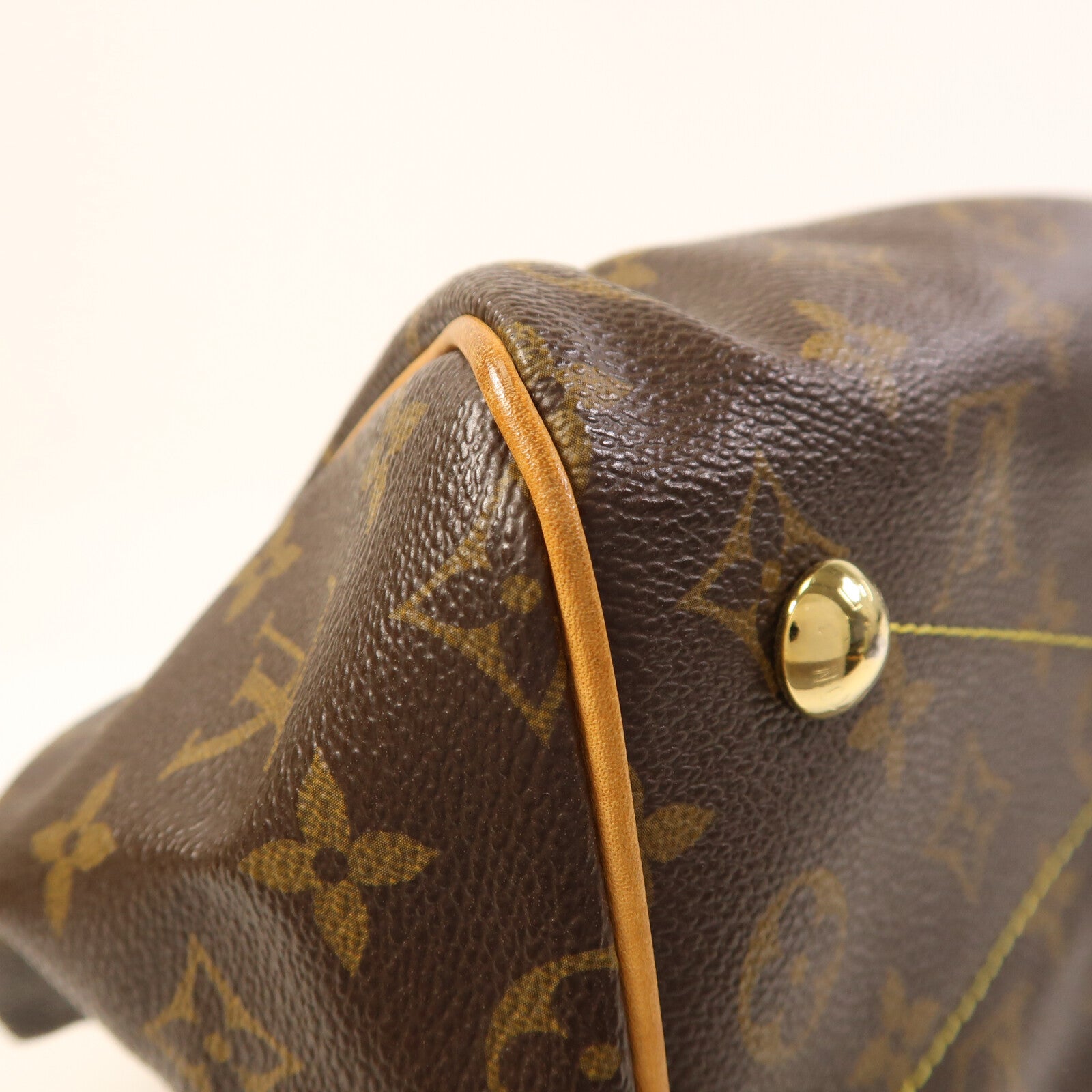 LOUIS VUITTON Monogram Tivoli PM金扣手挽袋棕色