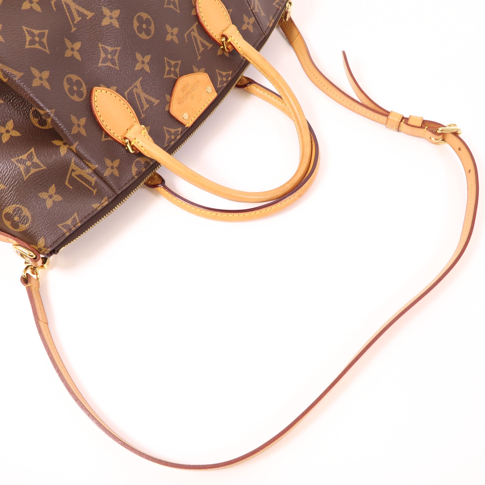 LOUIS VUITTON Monogram Turenne MM金扣手挽肩背兩用袋棕色