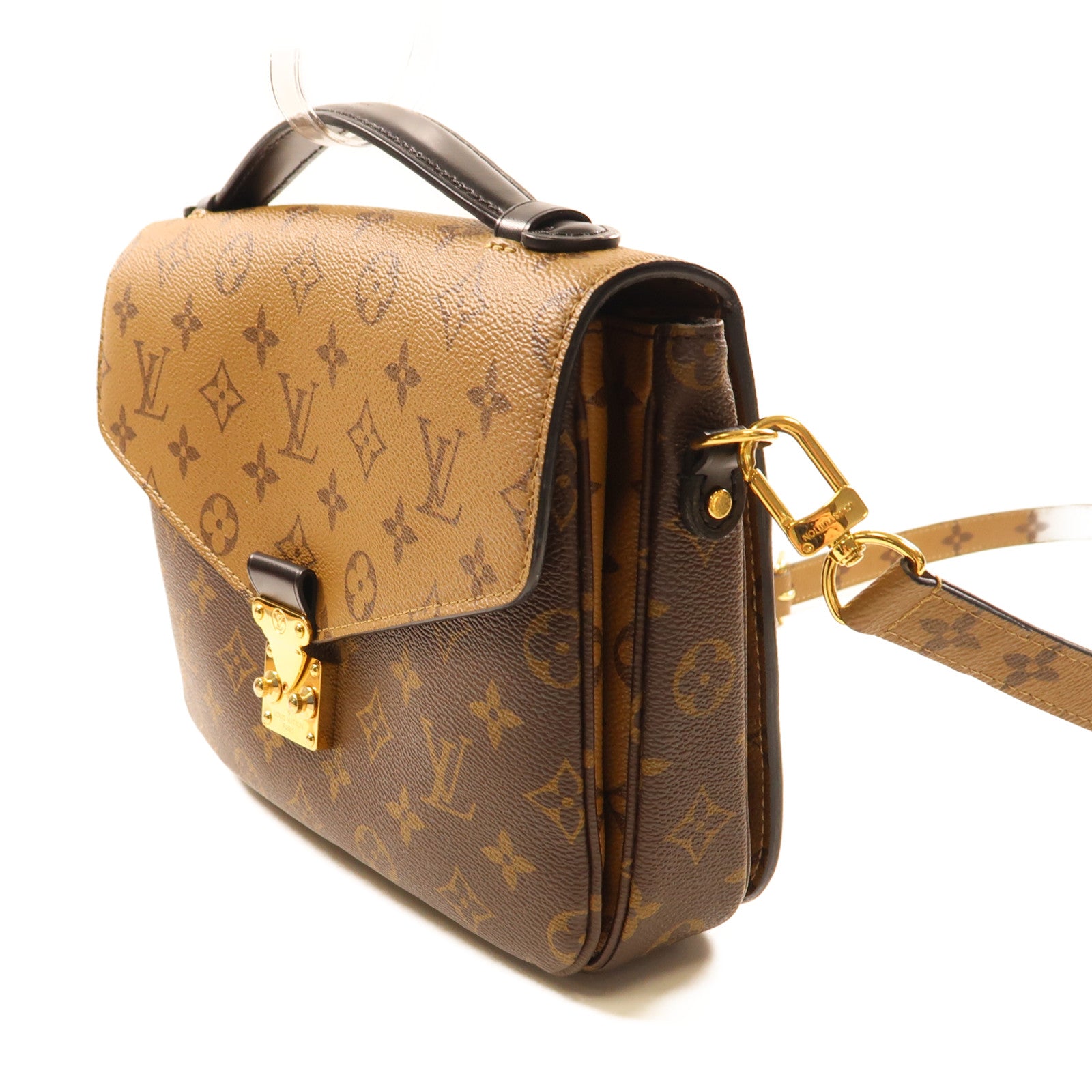 LOUIS VUITTON Monogram Reverse Pochette Metis金扣手挽肩背兩用袋棕色