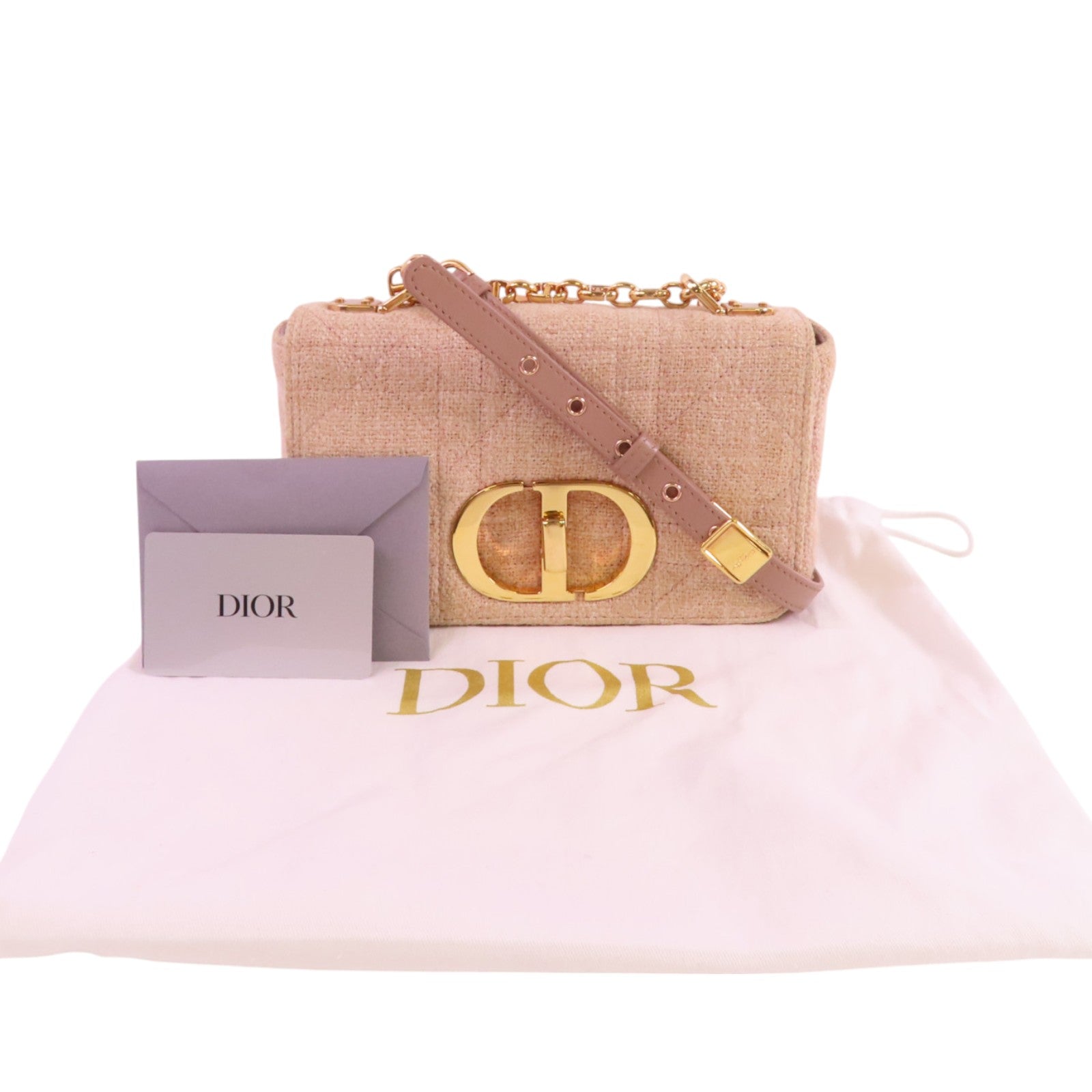 Dior 帆布Caro金扣鏈帶肩背袋