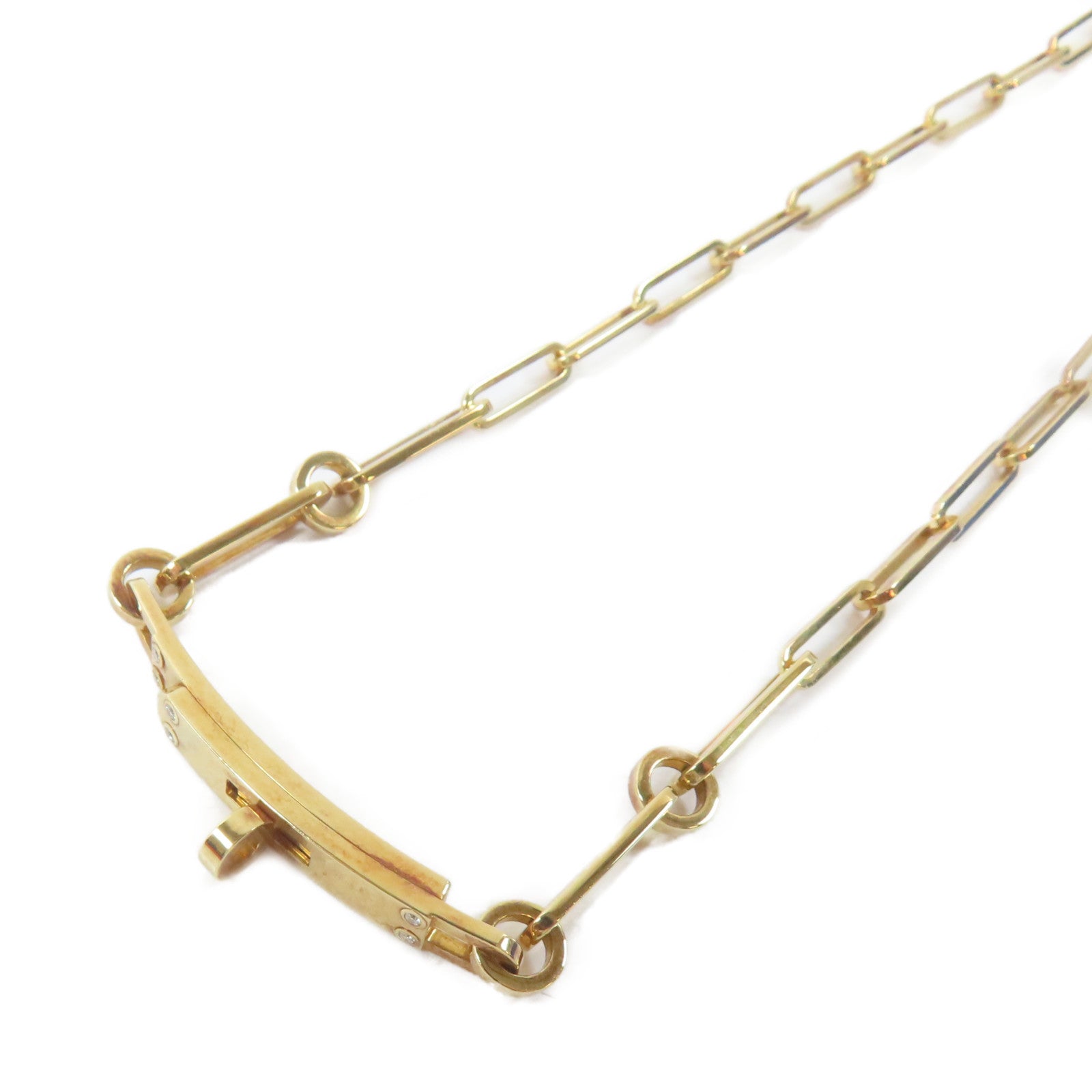 HERMES 18K玫瑰金Kelly Chaine Choker 0.04ct鑽石項鍊#34cm