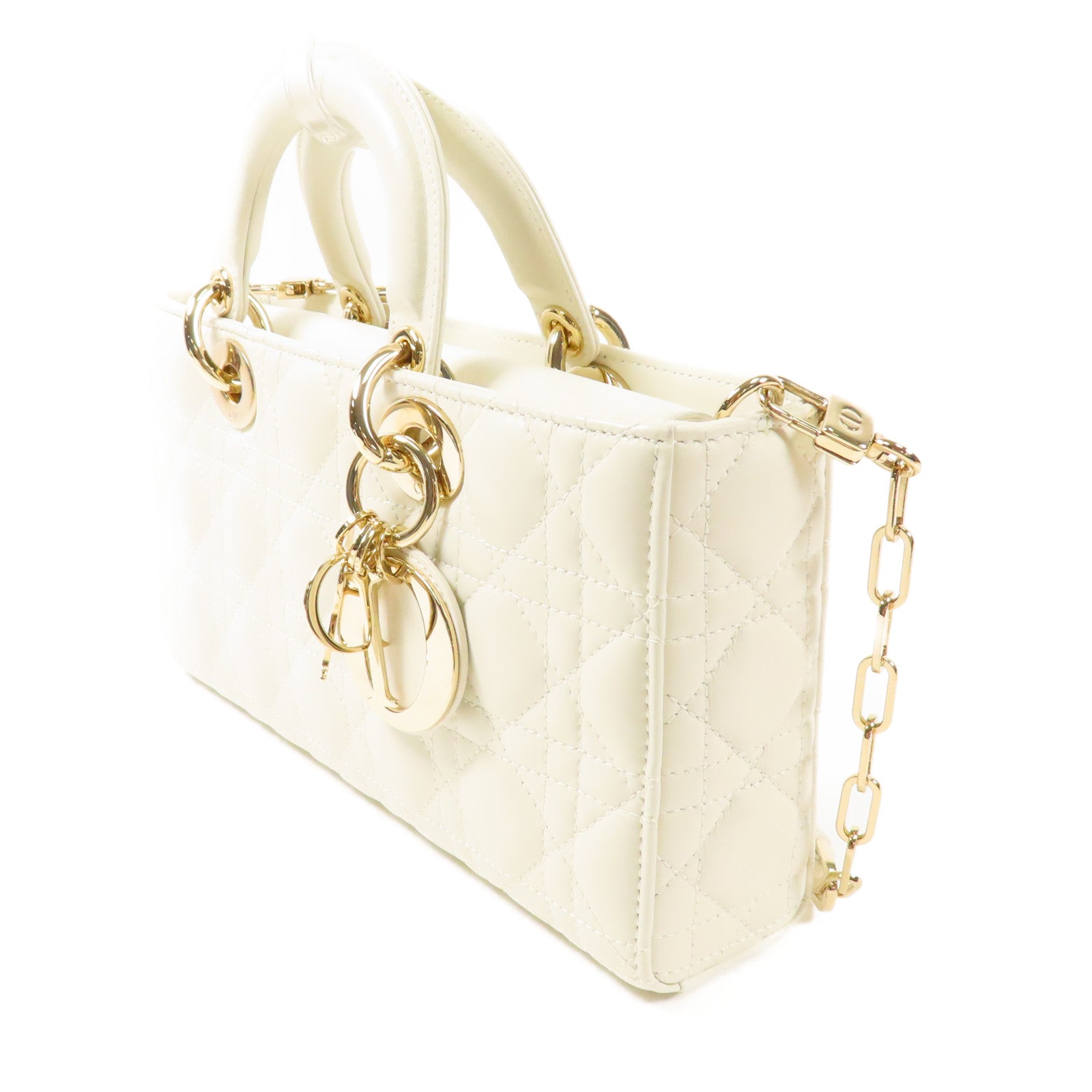 Dior 山羊皮皮革Lady D Joy金扣手挽肩背兩用袋