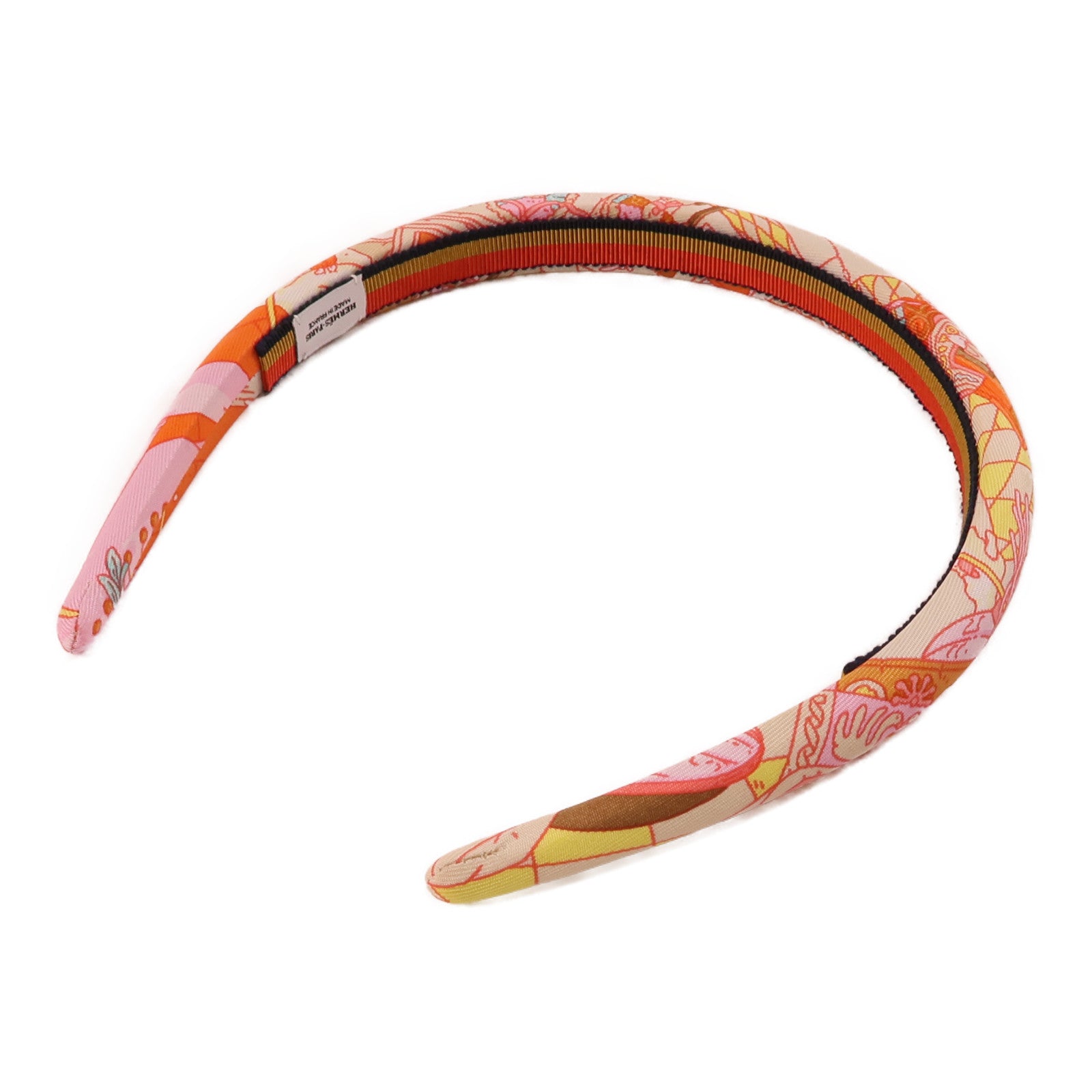 HERMES 絲質Hair Band髮箍粉紅色/白色/彩色