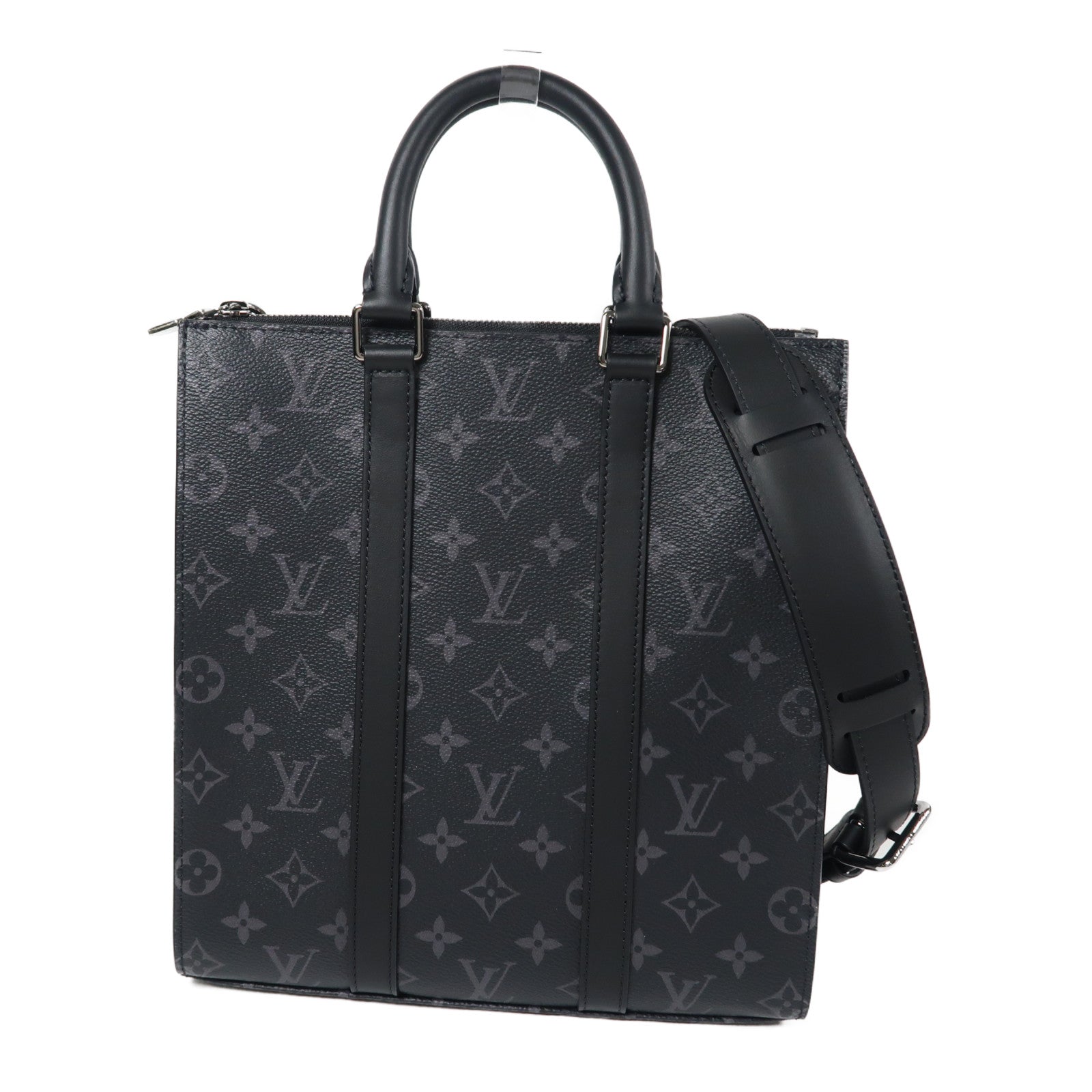 LOUIS VUITTON 【激減優惠】Monogram Eclipse Sac Plat Cross銀扣手挽肩背兩用袋黑色