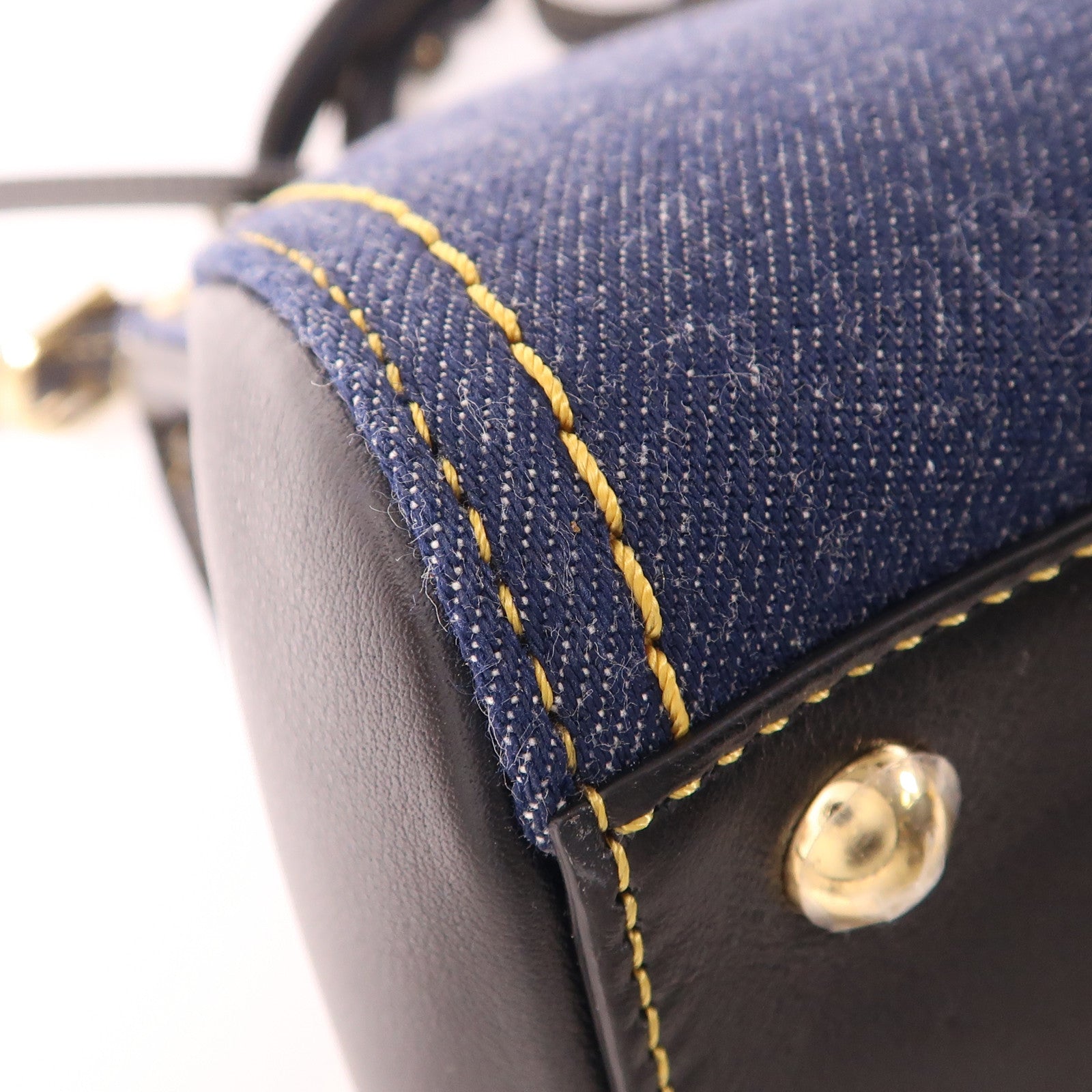 Delvaux 牛仔布Brillant Trench金扣手挽肩背兩用袋