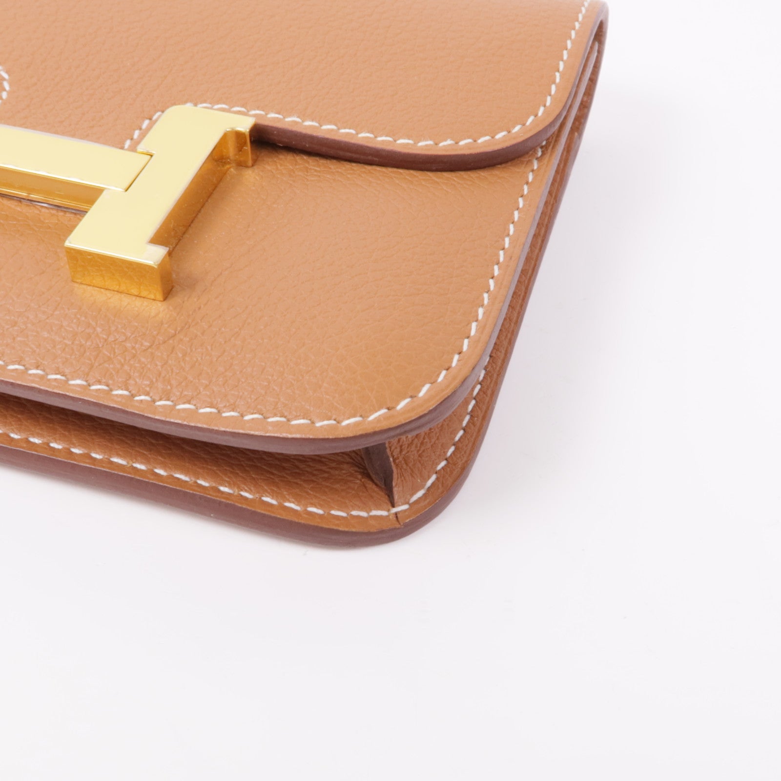 HERMES Evercolor皮革Constance Slim金扣錢包Gold